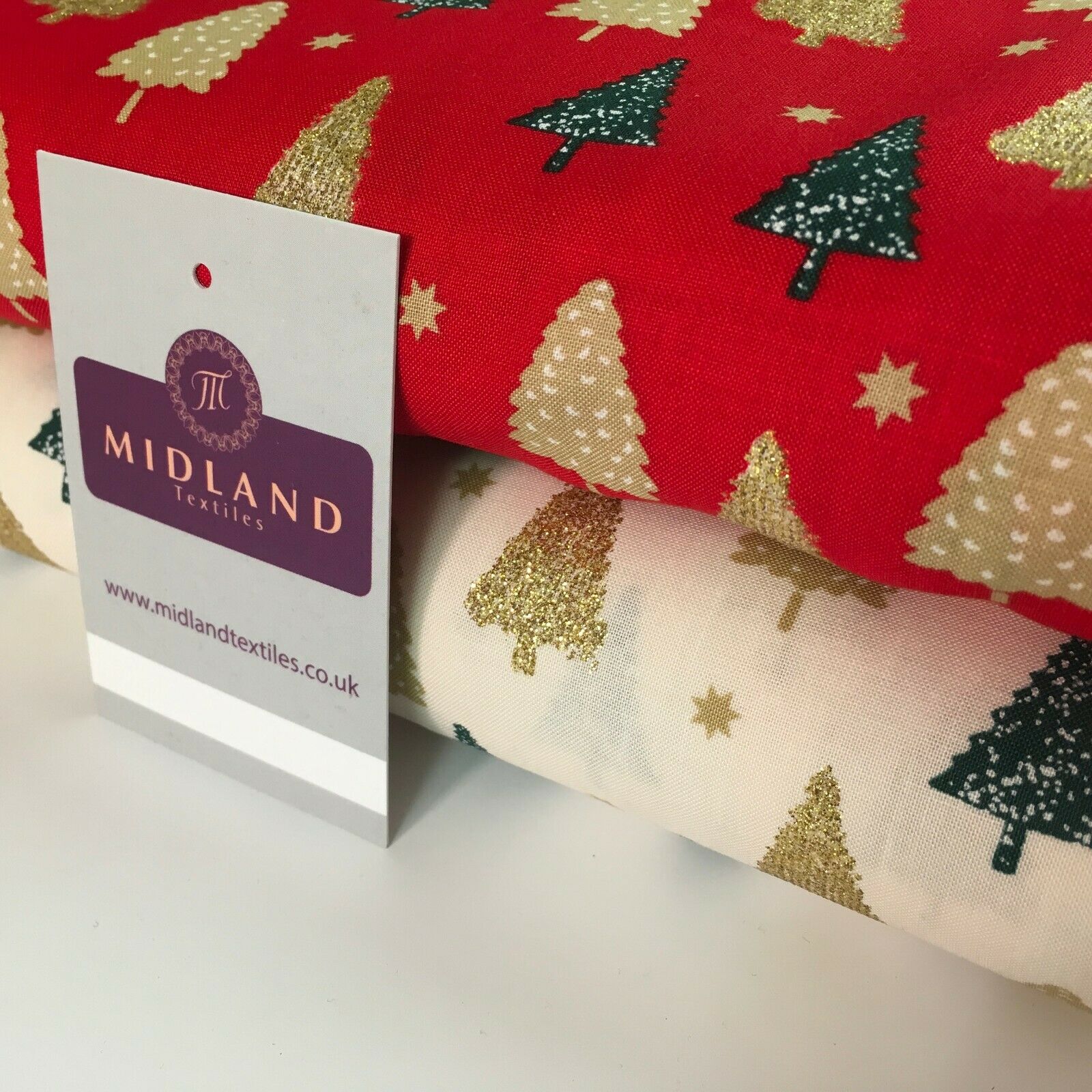 Christmas tree gold glitter lacquer Xmas Cotton fabric 150cm Wide MD1162 Mtex