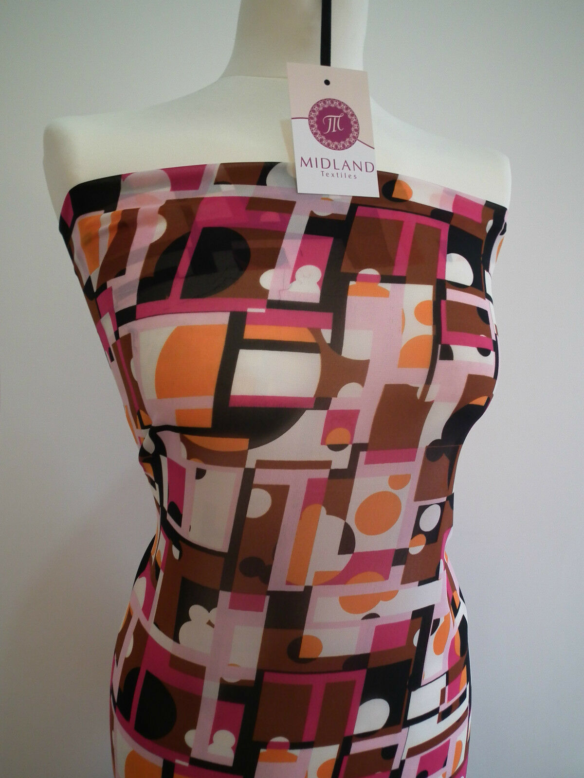 Geometric Print Georgette Fabric 58' wide per Metre M145-16 Dress Material Mtex