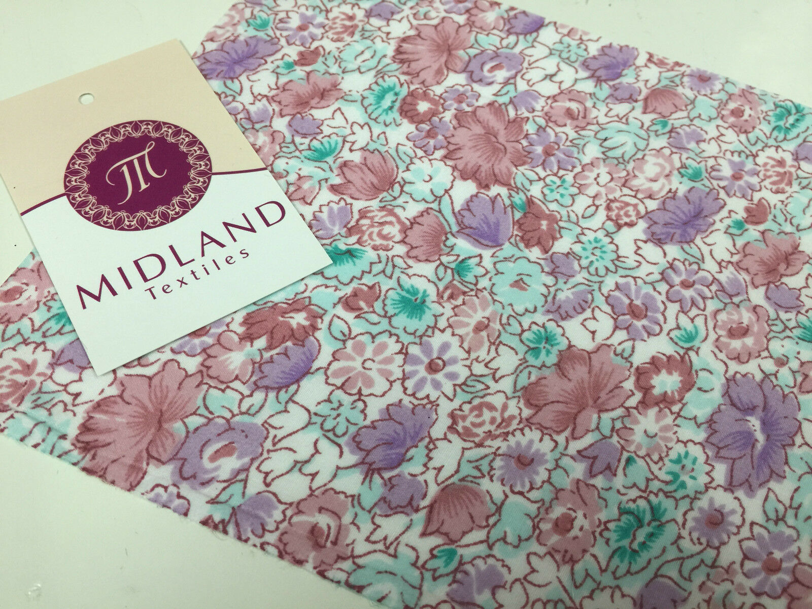 Floral Meadow Flower Poly cotton Print Fabric -44' wide M344