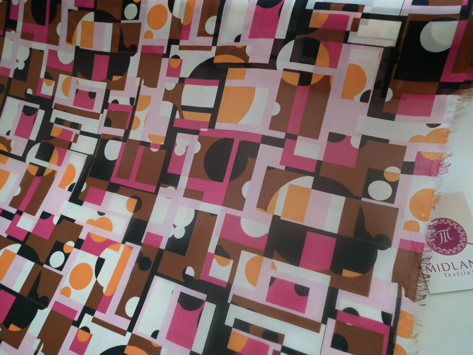 Geometric Print Georgette Fabric 58' wide per Metre M145-16 Dress Material Mtex