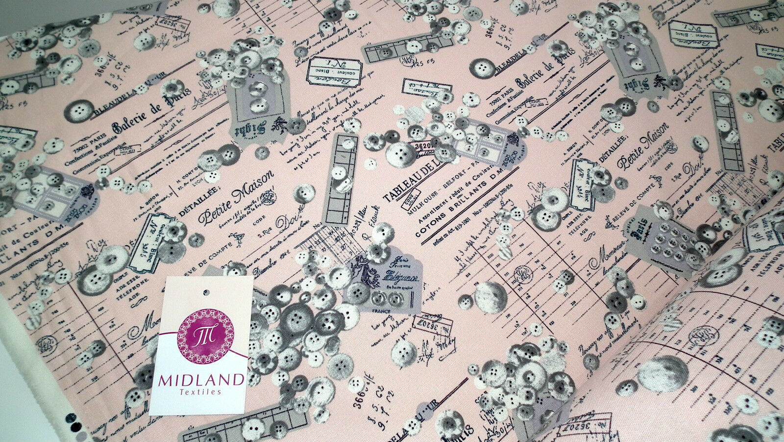 100% Cotton Canvas Craft Fabric French Theme Per Metre 44" M11 Mtex