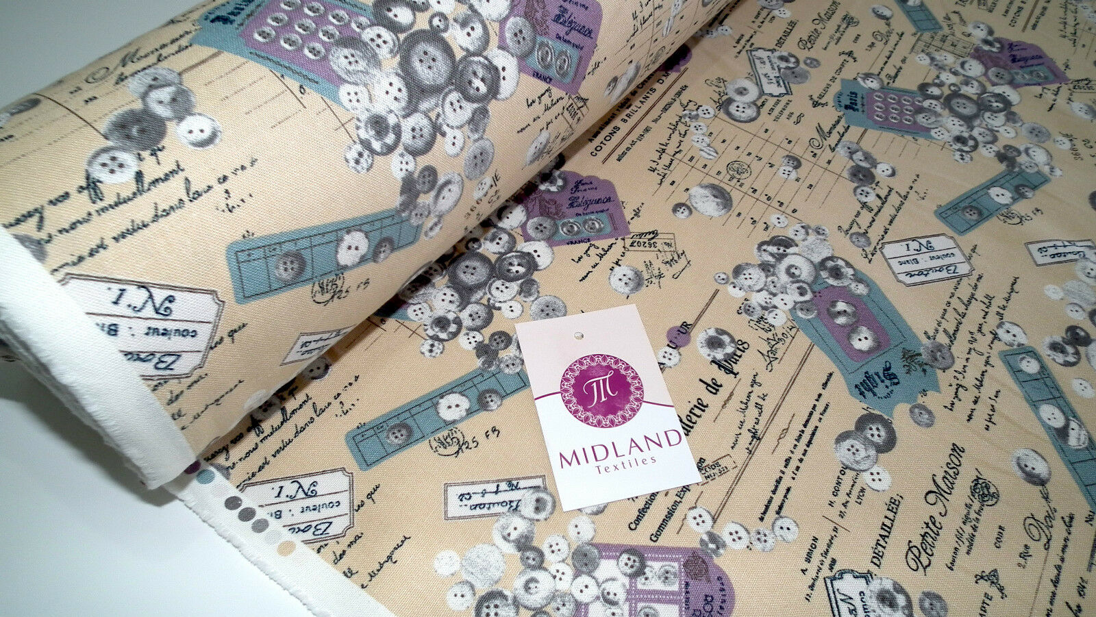 100% Cotton Canvas Craft Fabric French Theme Per Metre 44" M11 Mtex