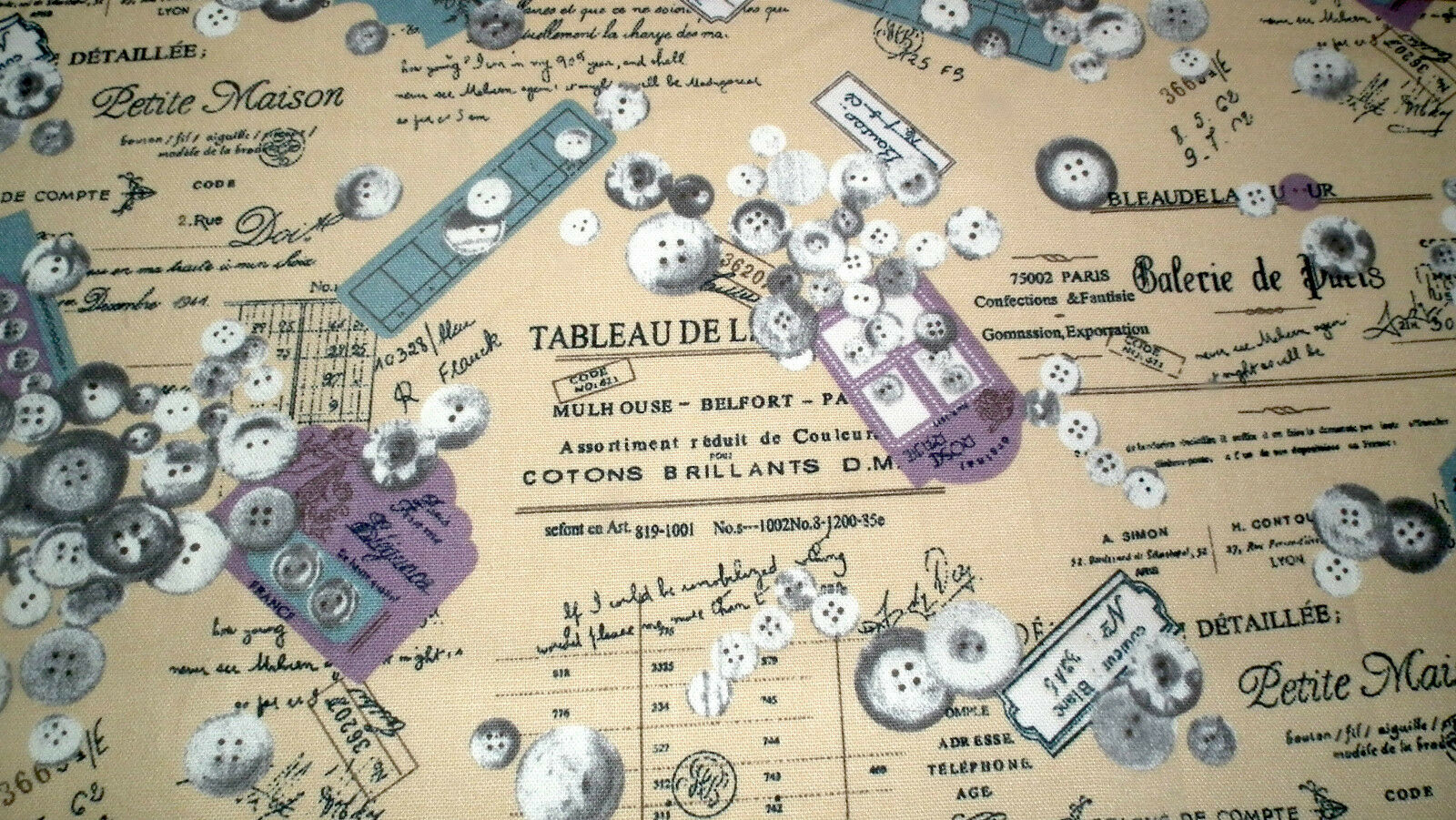 100% Cotton Canvas Craft Fabric French Theme Per Metre 44' M11 Mtex