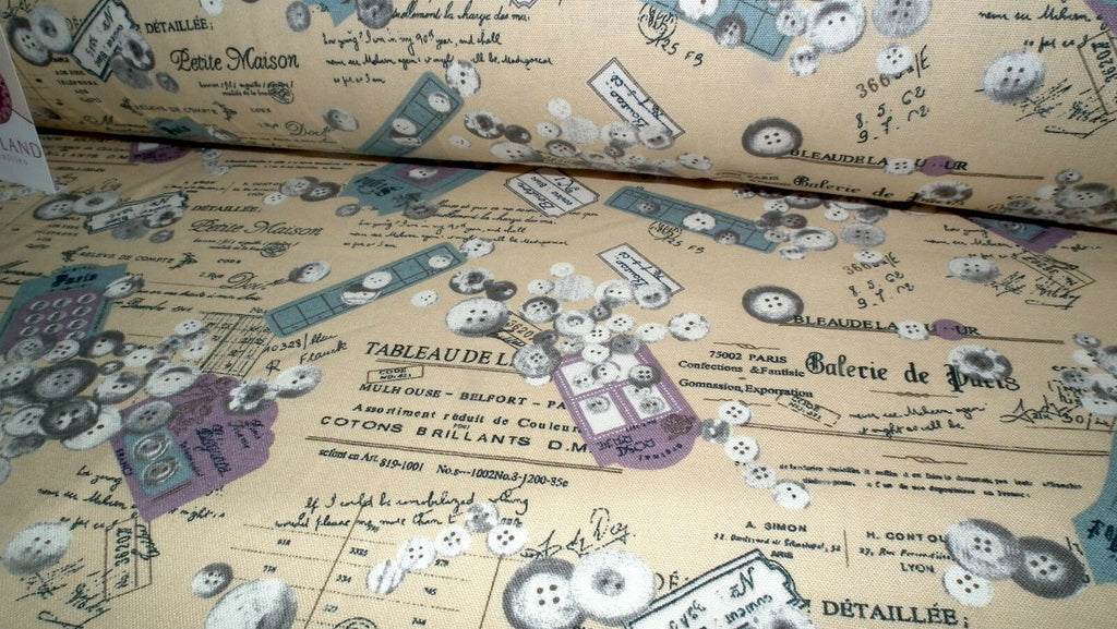 100% Cotton Canvas Craft Fabric French Theme Per Metre 44