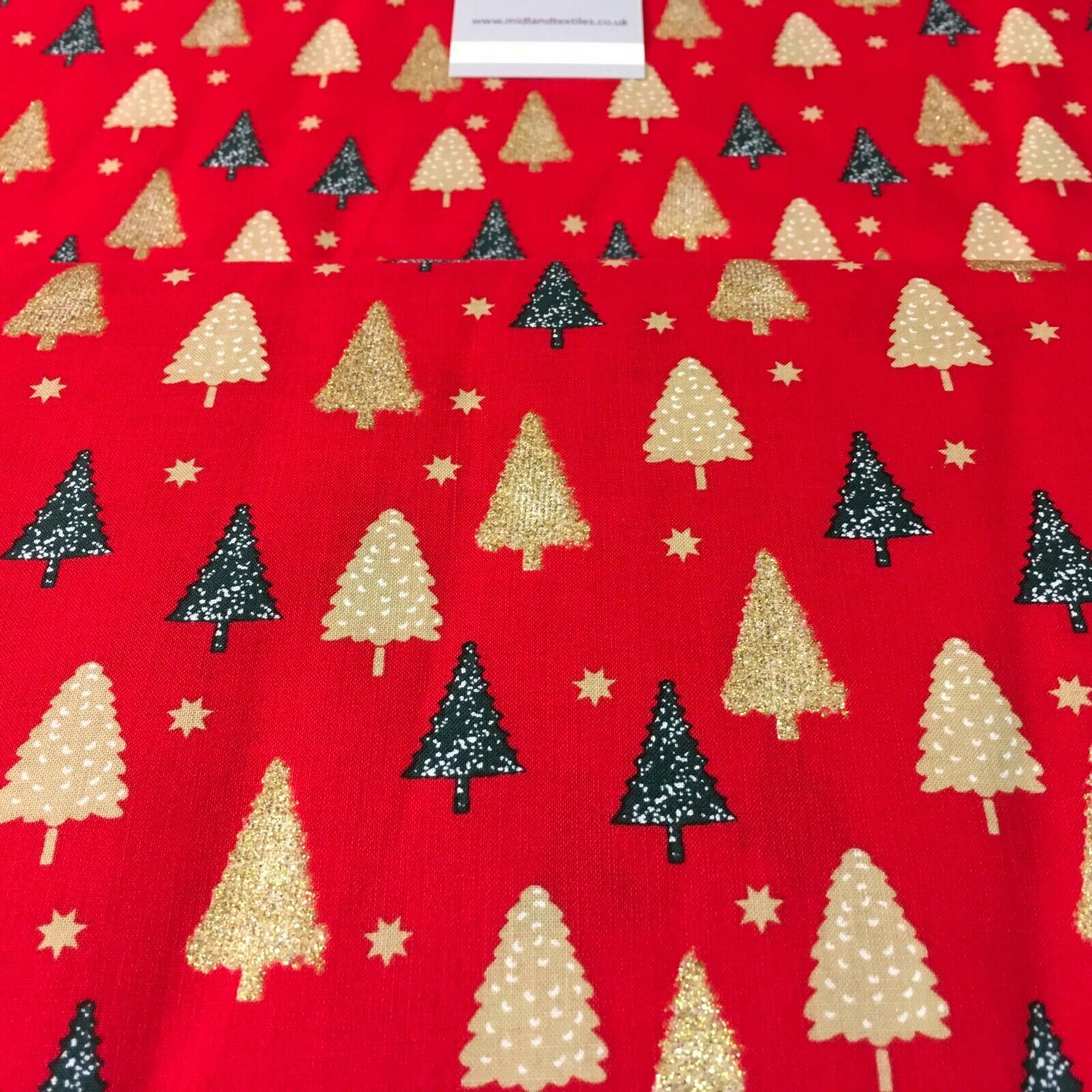 Christmas tree gold glitter lacquer Xmas Cotton fabric 150cm Wide MD1162 Mtex