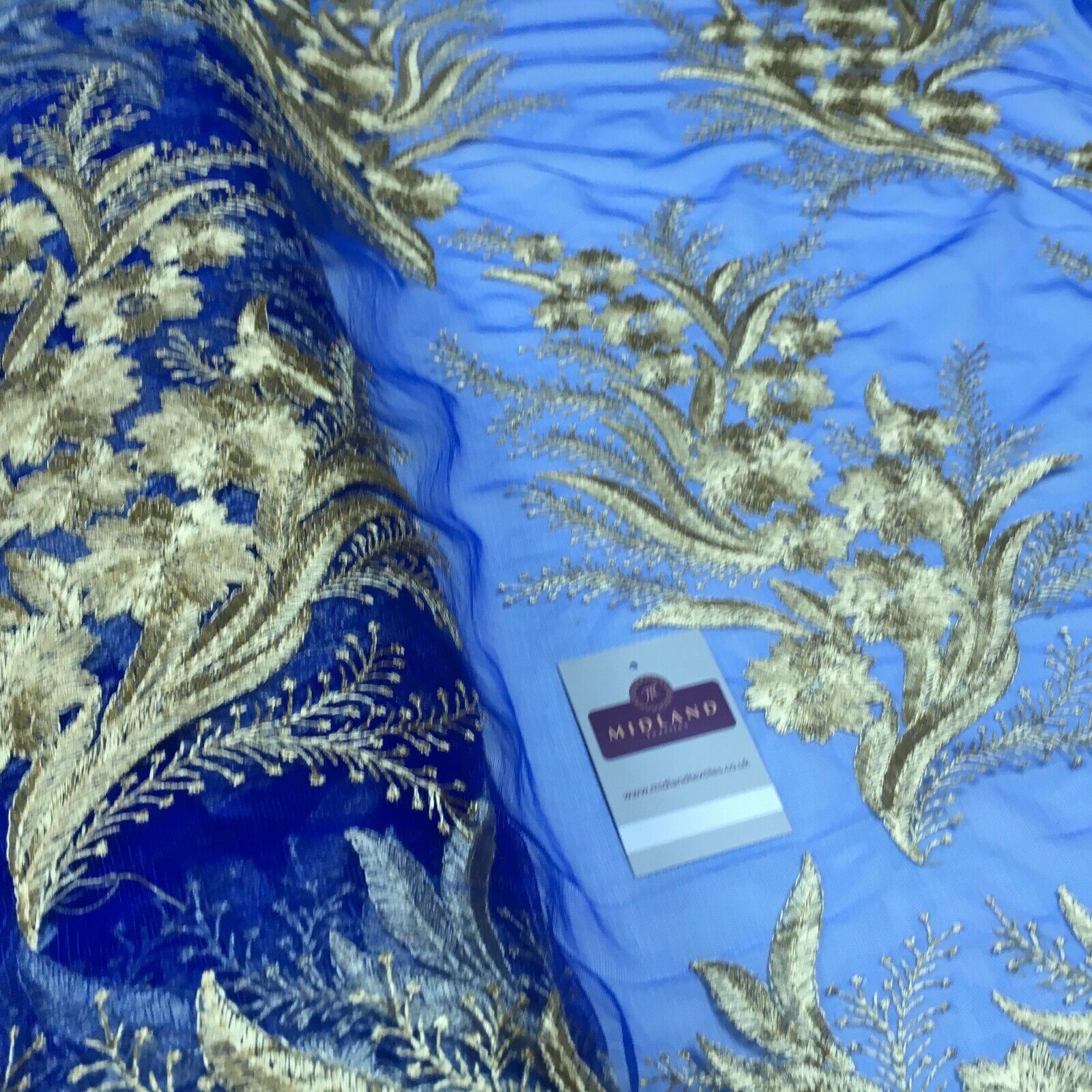 Floral Gold Net Scalloped edge wedding dress Fabric 139 cm M1212 Mtex