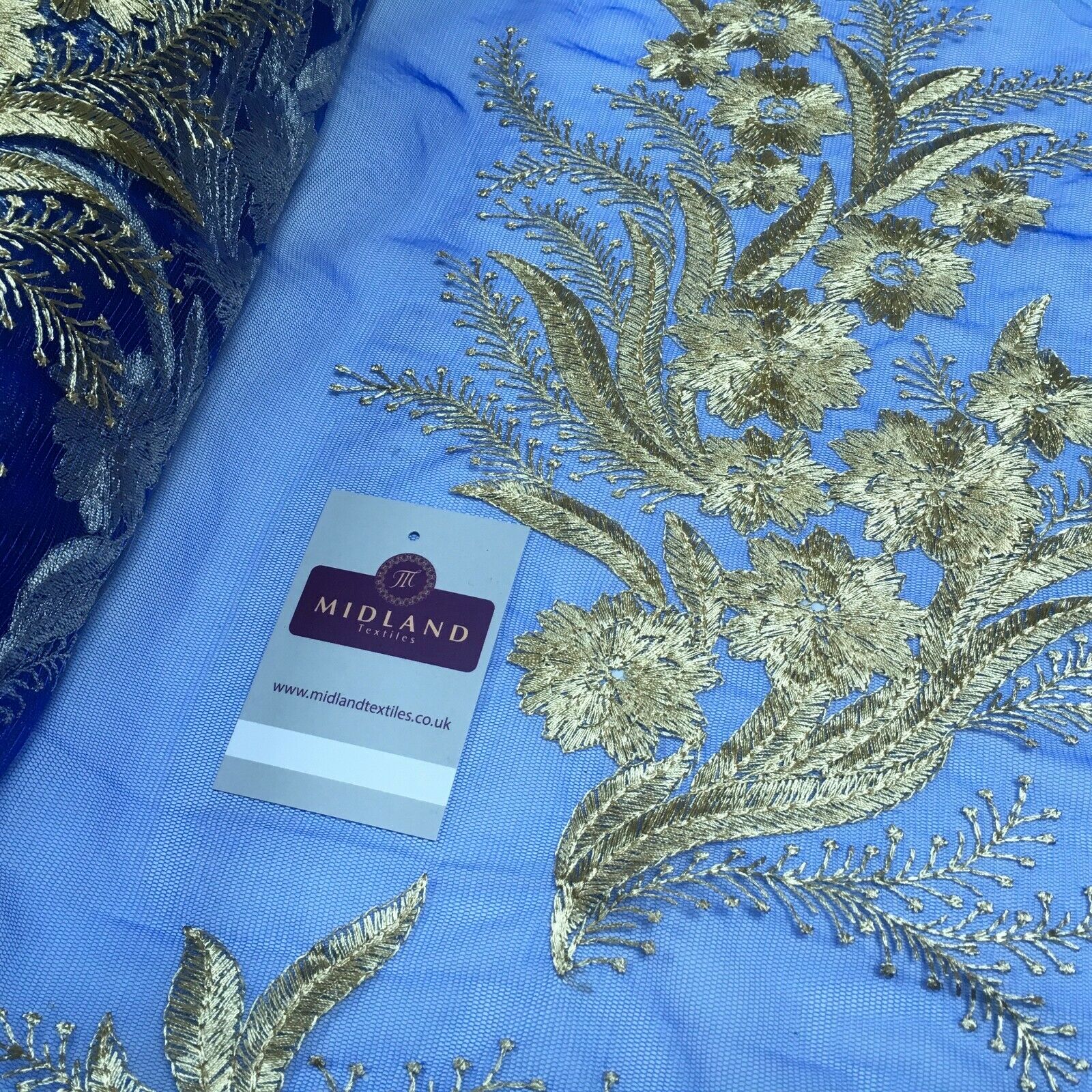 Floral Gold Net Scalloped edge wedding dress Fabric 139 cm M1212 Mtex