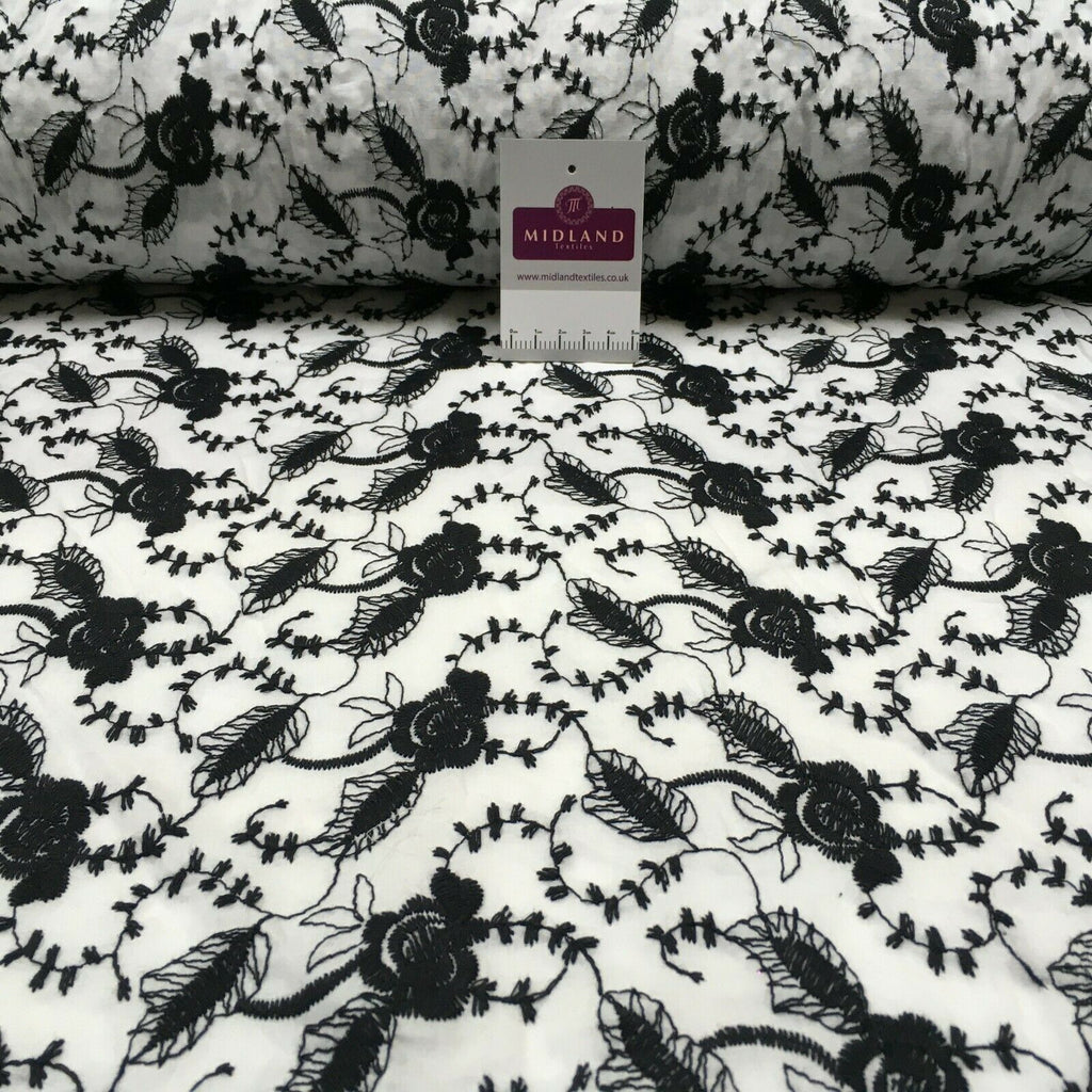 Black white cotton 3d embroidery dress Fabric M1400-28 Mtex