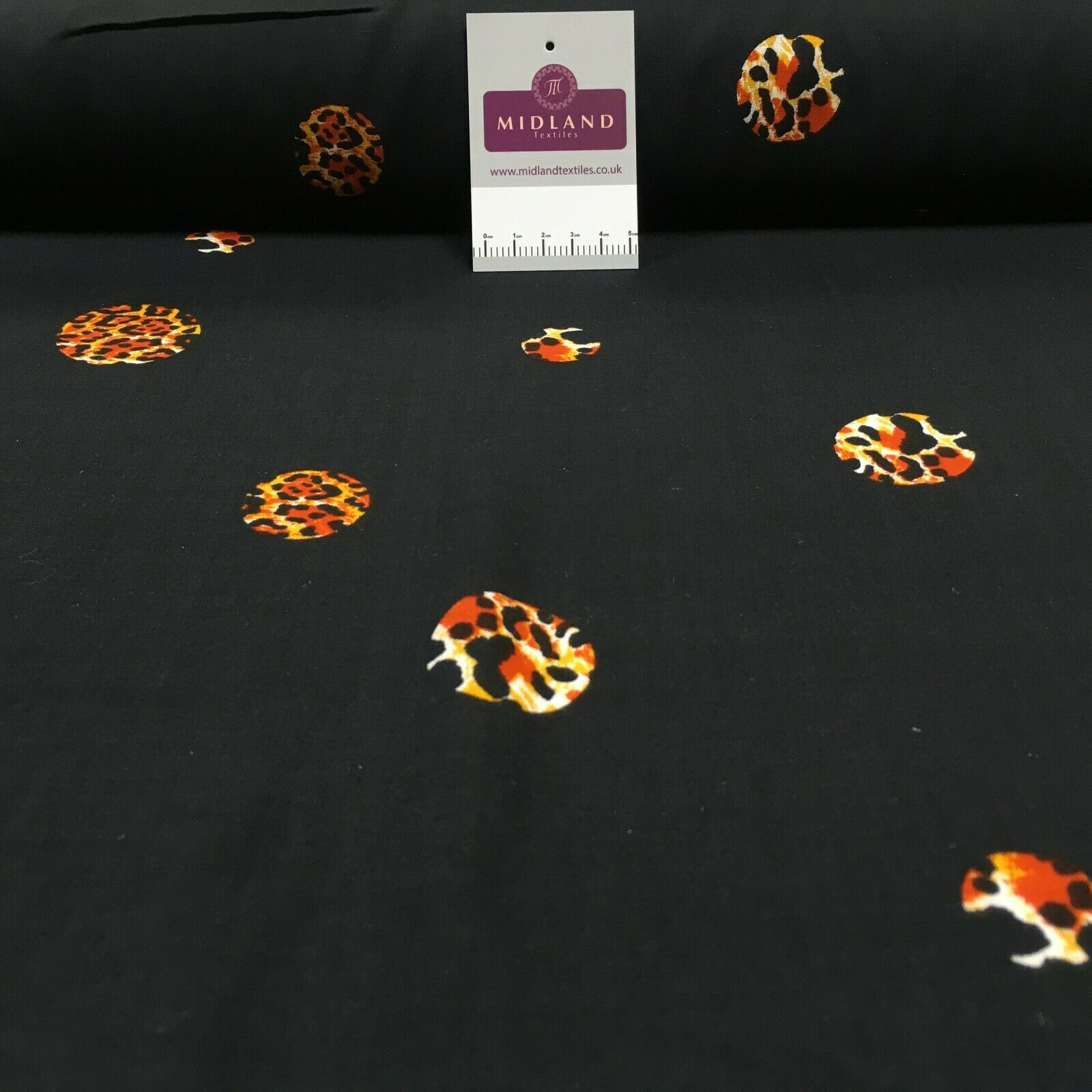 Black orange viscose border Fabric M1400-21 Mtex