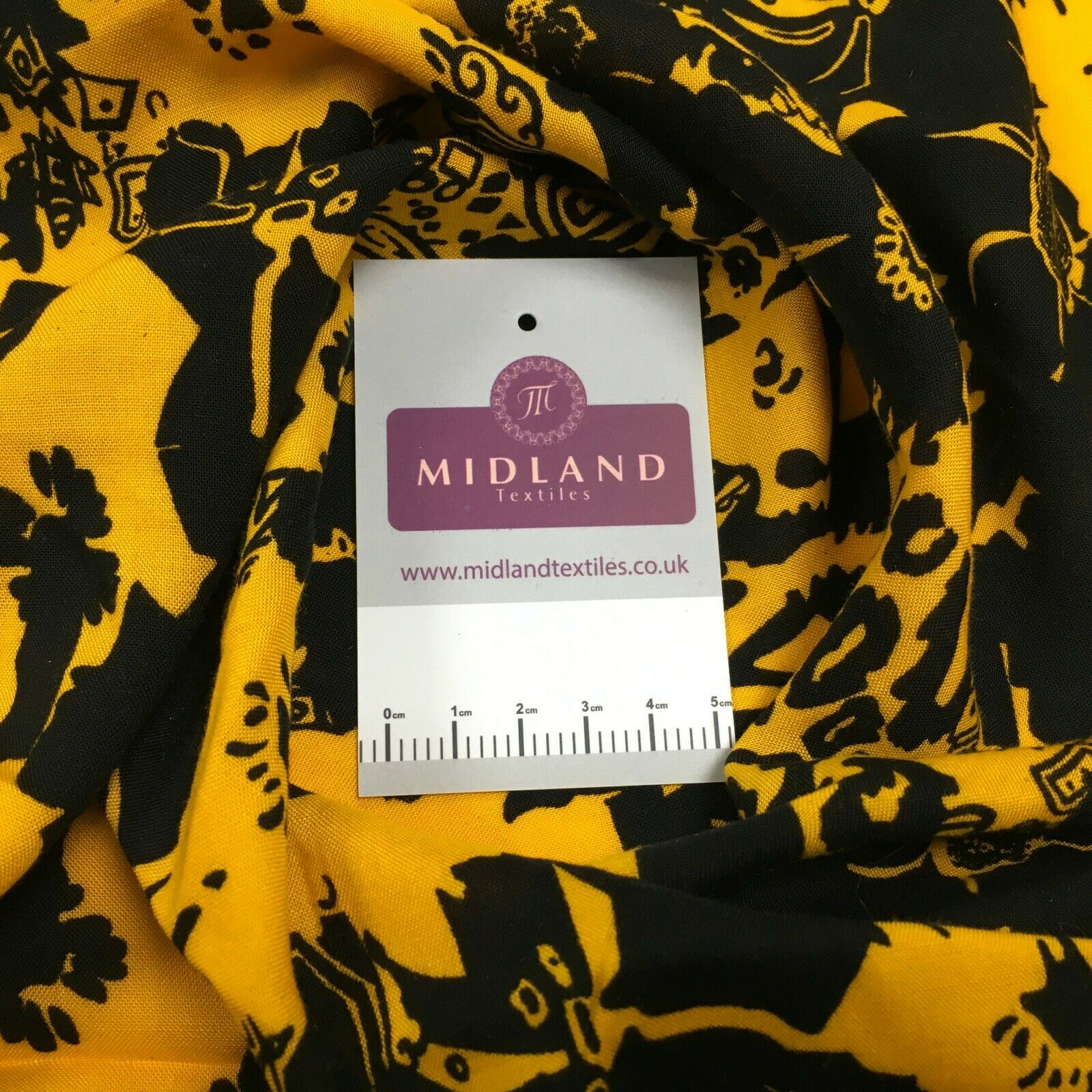 Black yellow floral viscose dress Fabric M1400-19 Mtex