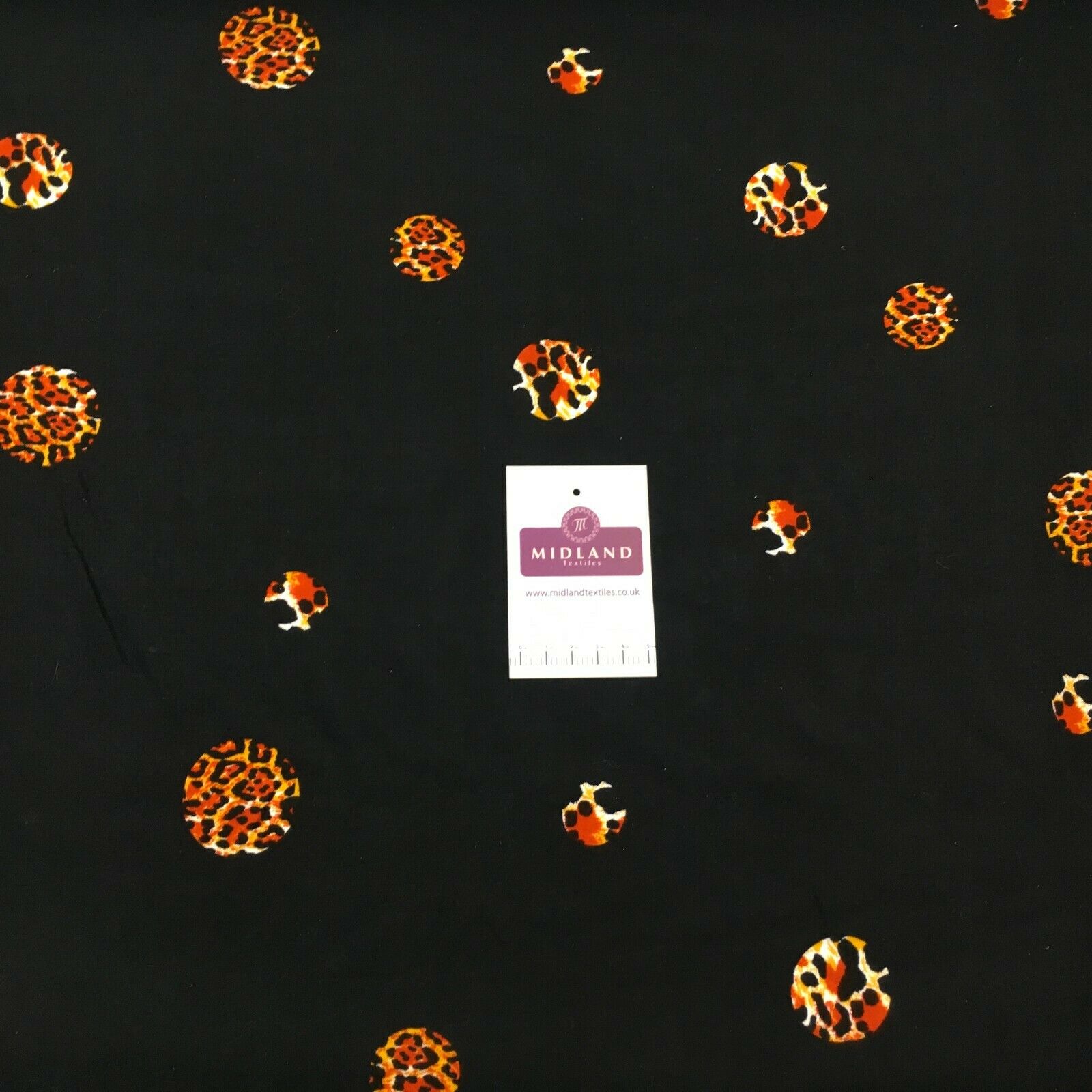 Black orange viscose border Fabric M1400-21 Mtex