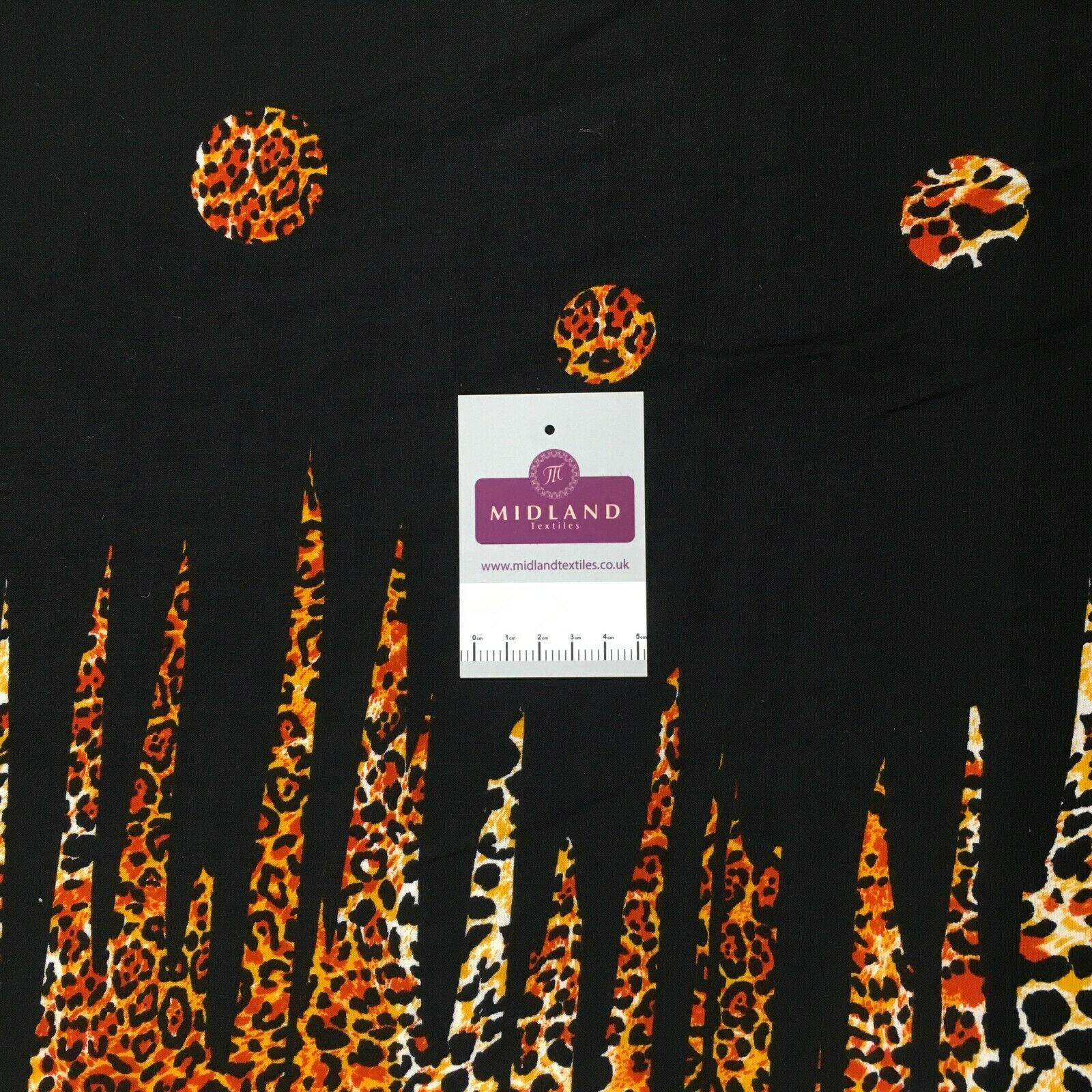Black orange viscose border Fabric M1400-21 Mtex