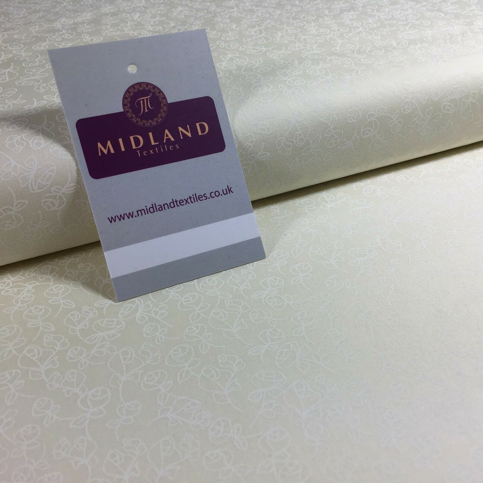 Cream Floral 100% Cotton poplin printed craft fabric 45' M734 Mtex