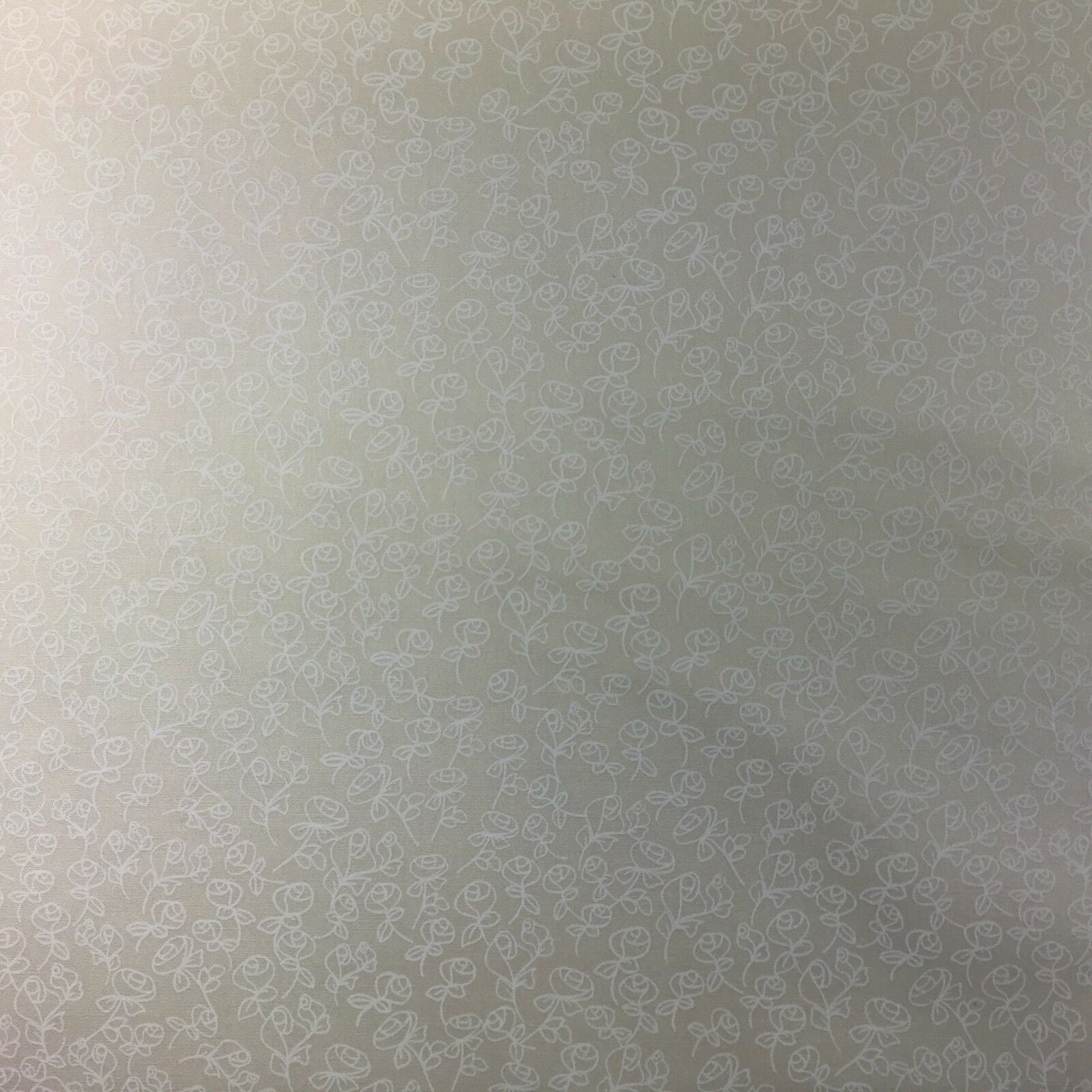 Cream Floral 100% Cotton poplin printed craft fabric 45' M734 Mtex