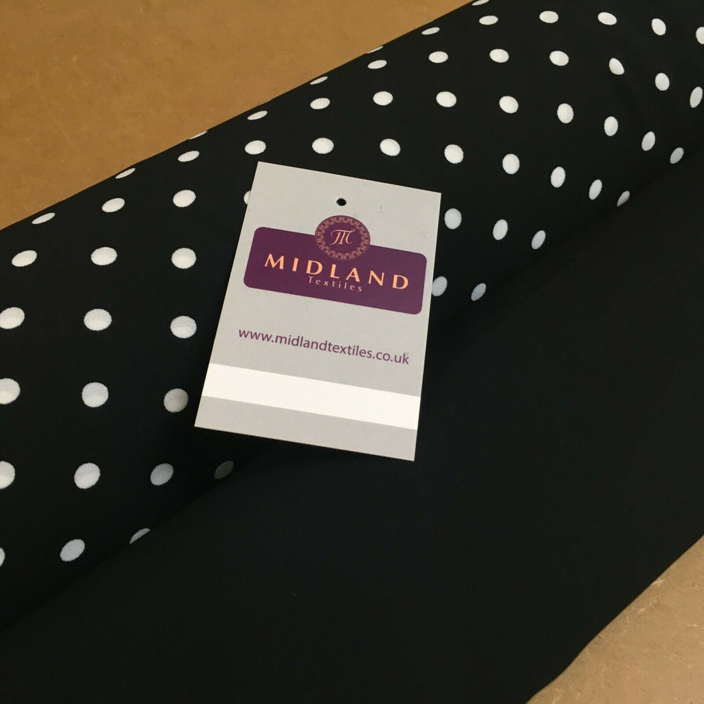 Black 6mm Polka Dot and Plain Georgette Dress Fabric 150 cm MY1245 Mtex