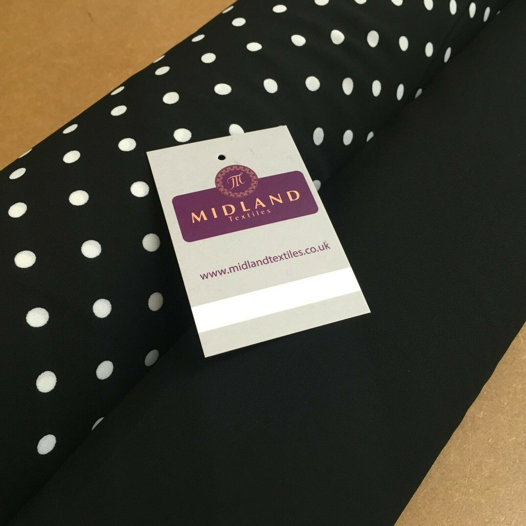 Black 6mm Polka Dot and Plain Georgette Dress Fabric 150 cm MY1245 Mtex