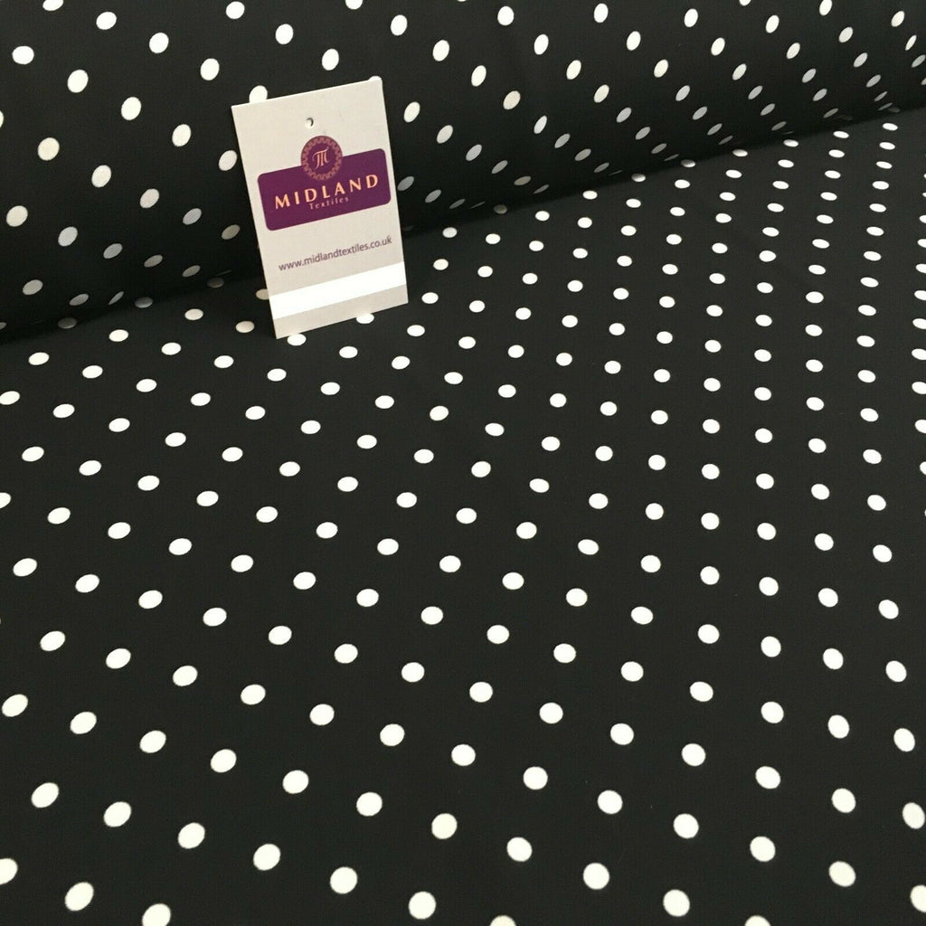 Black 6mm Polka Dot and Plain Georgette Dress Fabric 150 cm MY1245 Mtex