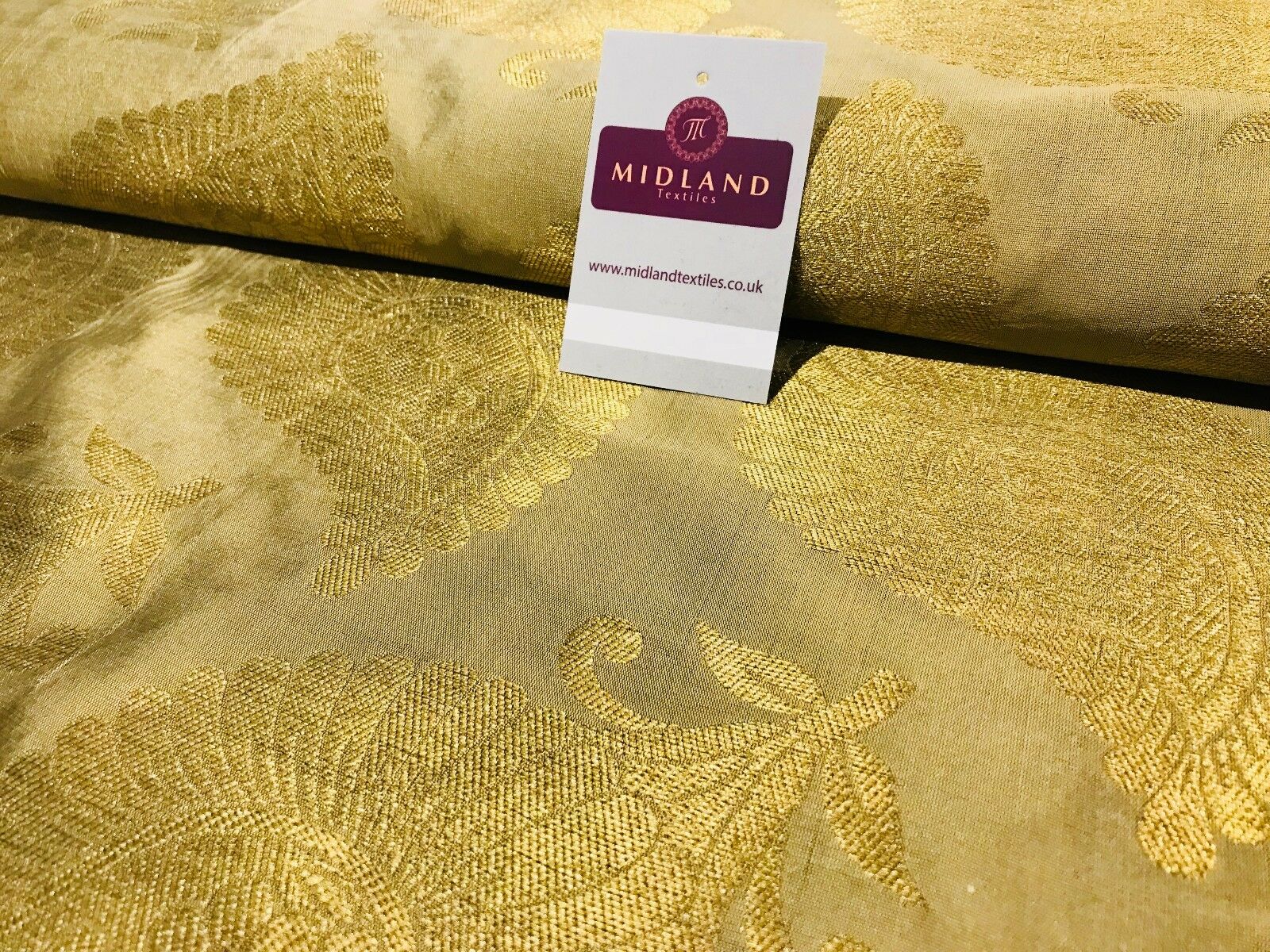 Gold Metallic Paisley Indian banarsi brocade Fabric 44' Wide M808 Mtex