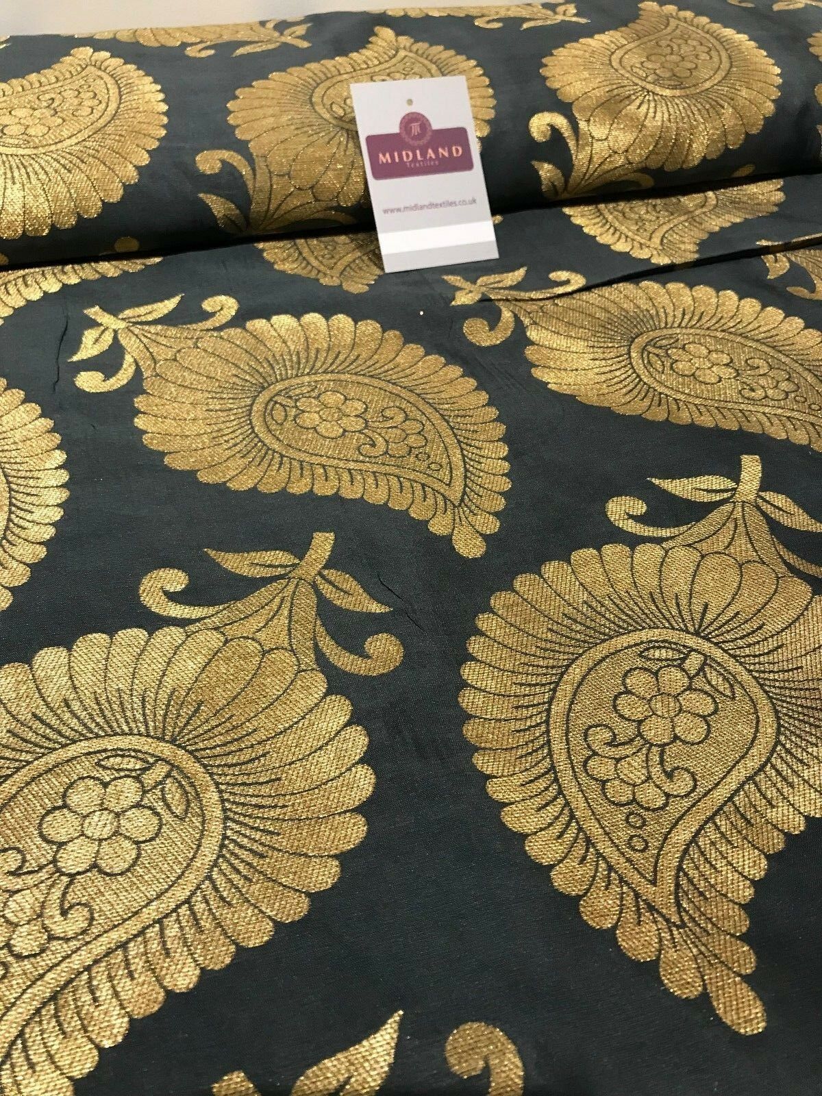 Gold Metallic Paisley Indian banarsi brocade Fabric 44' Wide M808 Mtex