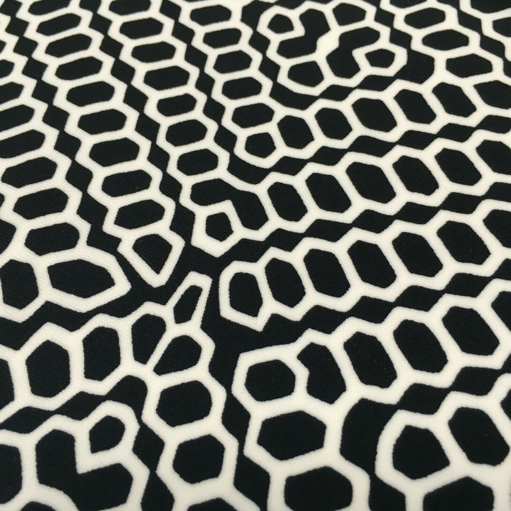 Black geometric Stretch Ity Spandex Dress Fabric 147 cm M1220-6 Mtex