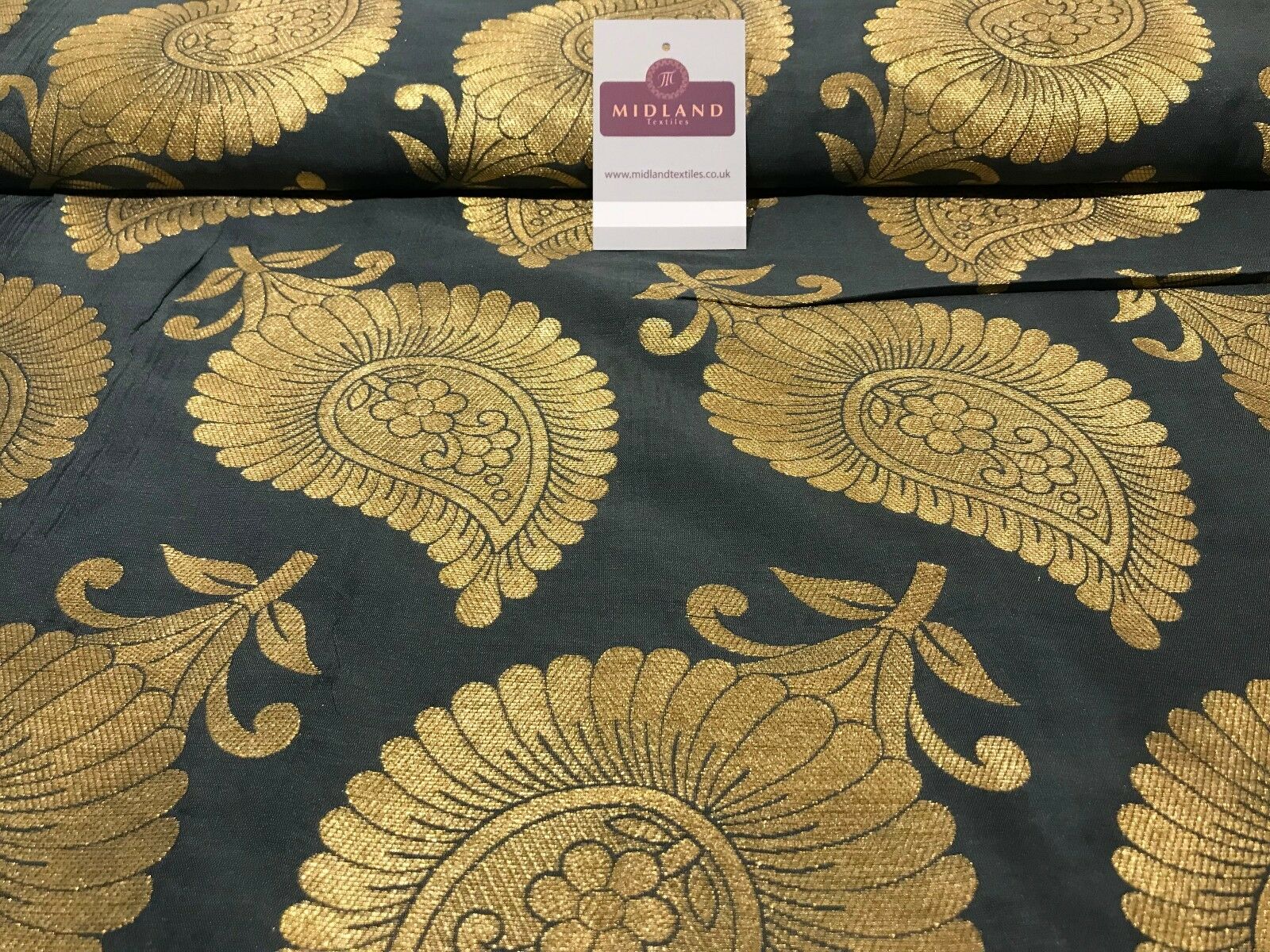 Gold Metallic Paisley Indian banarsi brocade Fabric 44' Wide M808 Mtex