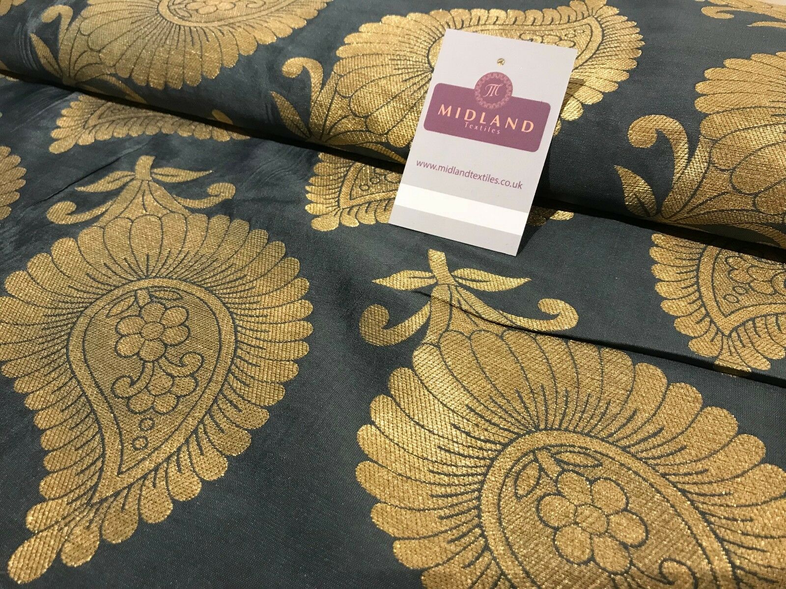 Gold Metallic Paisley Indian banarsi brocade Fabric 44' Wide M808 Mtex