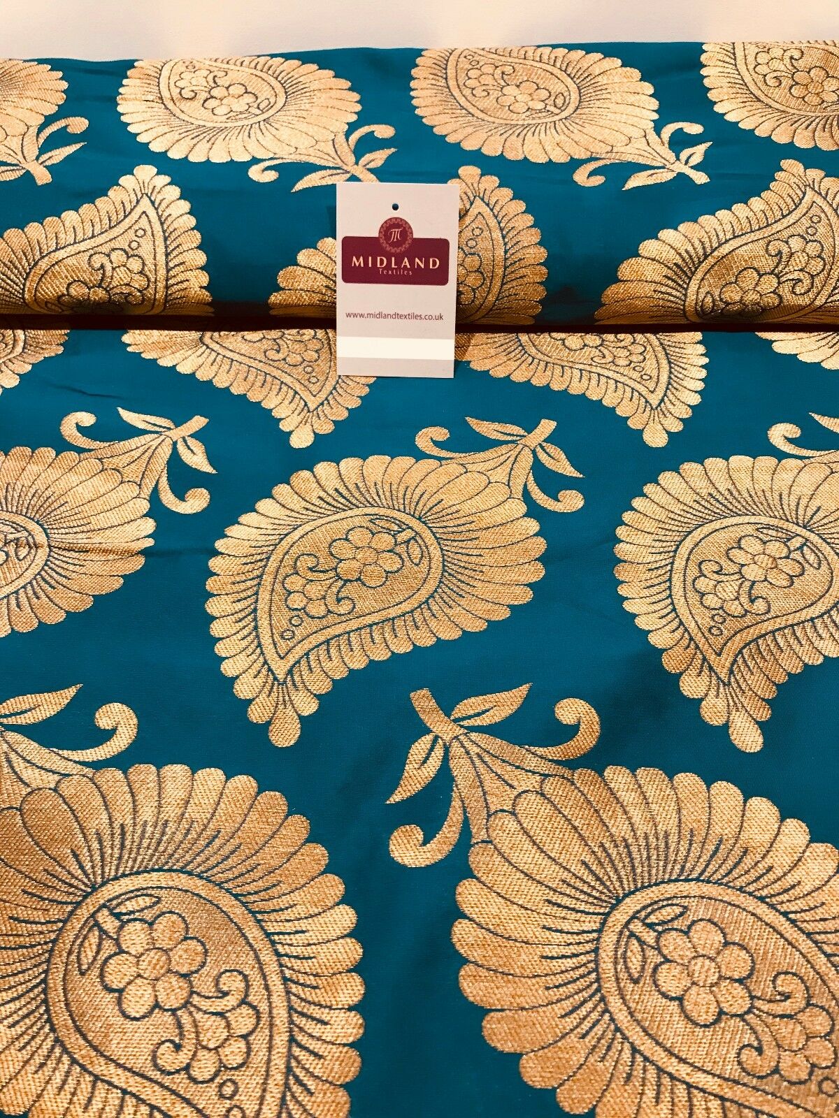 Gold Metallic Paisley Indian banarsi brocade Fabric 44' Wide M808 Mtex