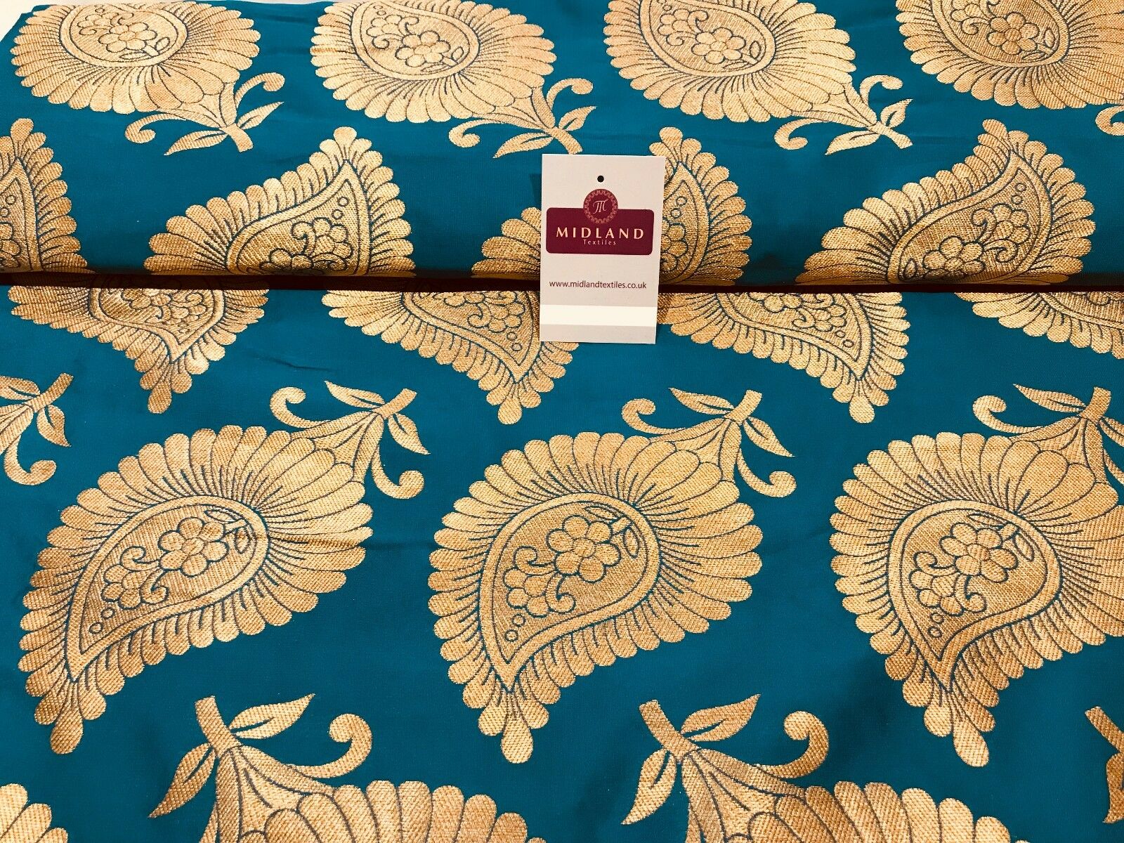 Gold Metallic Paisley Indian banarsi brocade Fabric 44' Wide M808 Mtex