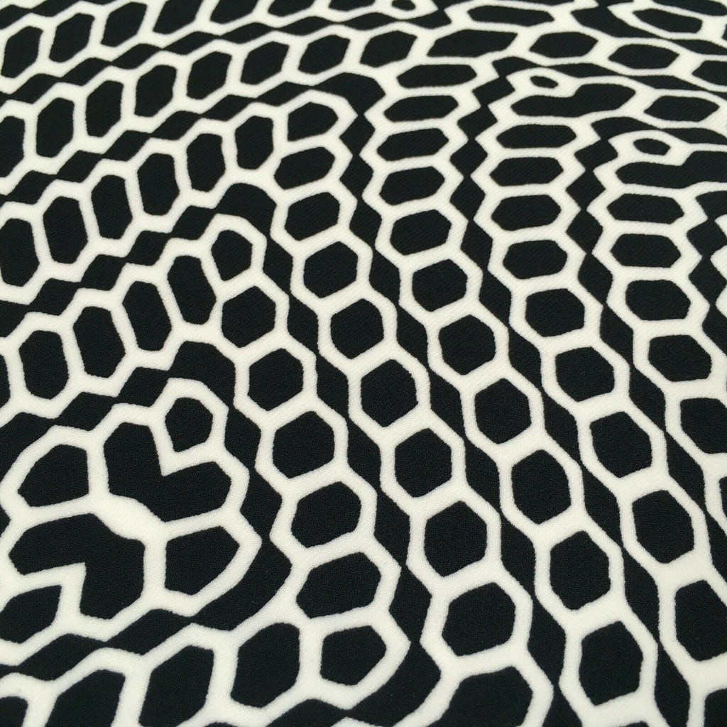 Black geometric Stretch Ity Spandex Dress Fabric 147 cm M1220-6 Mtex