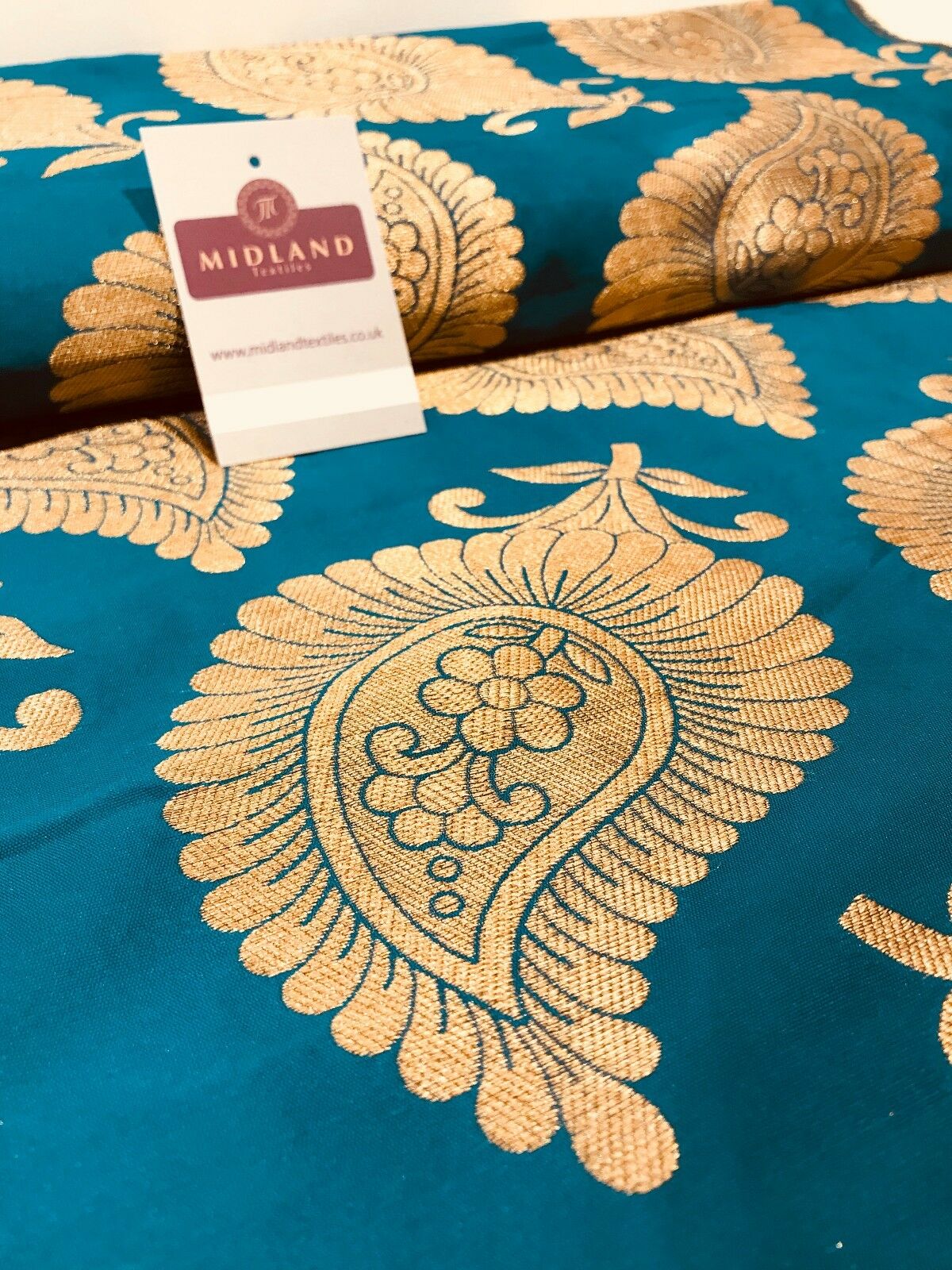 Gold Metallic Paisley Indian banarsi brocade Fabric 44' Wide M808 Mtex