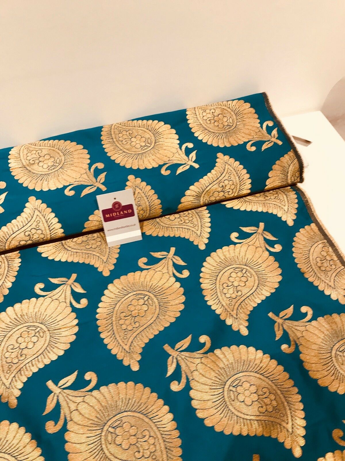 Gold Metallic Paisley Indian banarsi brocade Fabric 44' Wide M808 Mtex