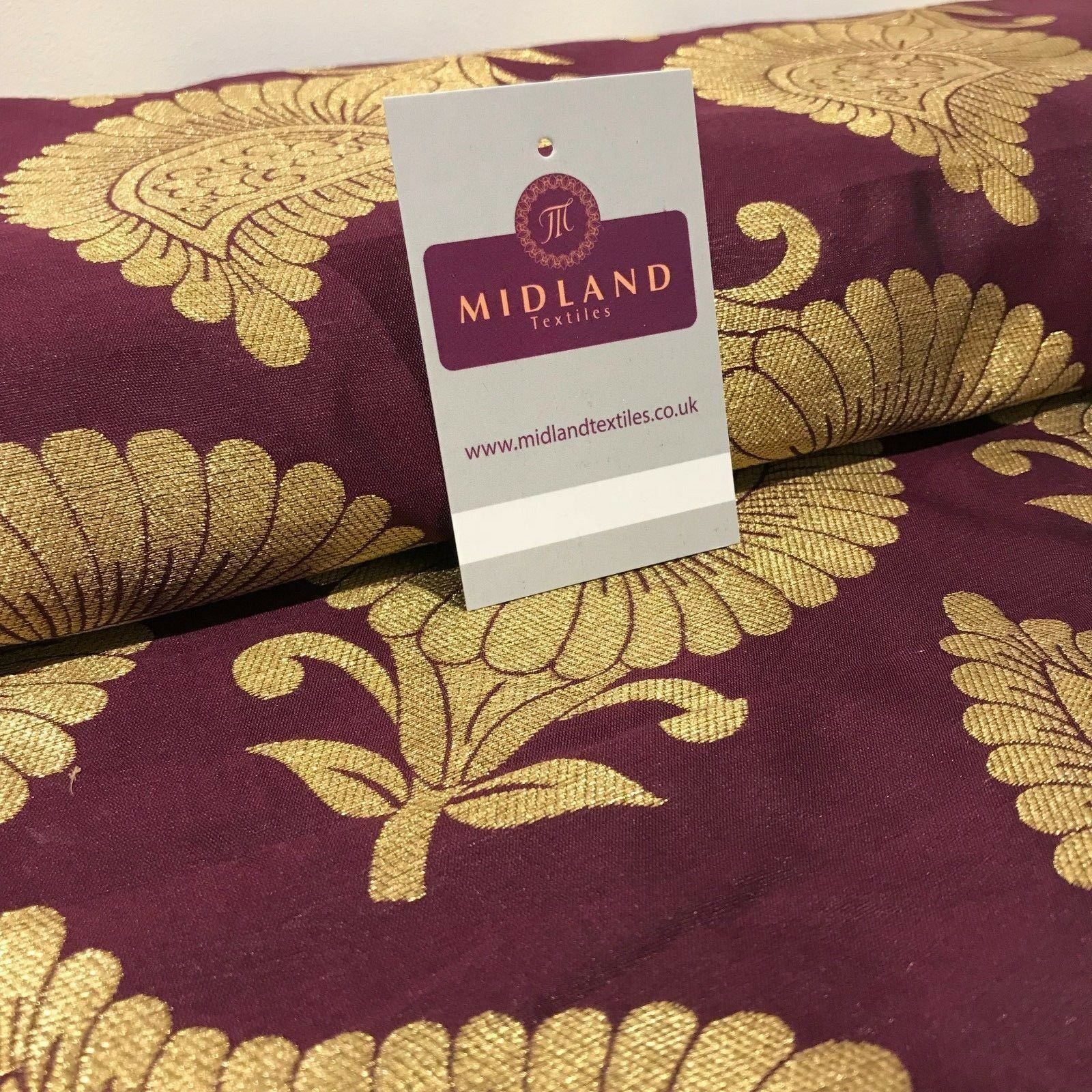 Gold Metallic Paisley Indian banarsi brocade Fabric 44' Wide M808 Mtex