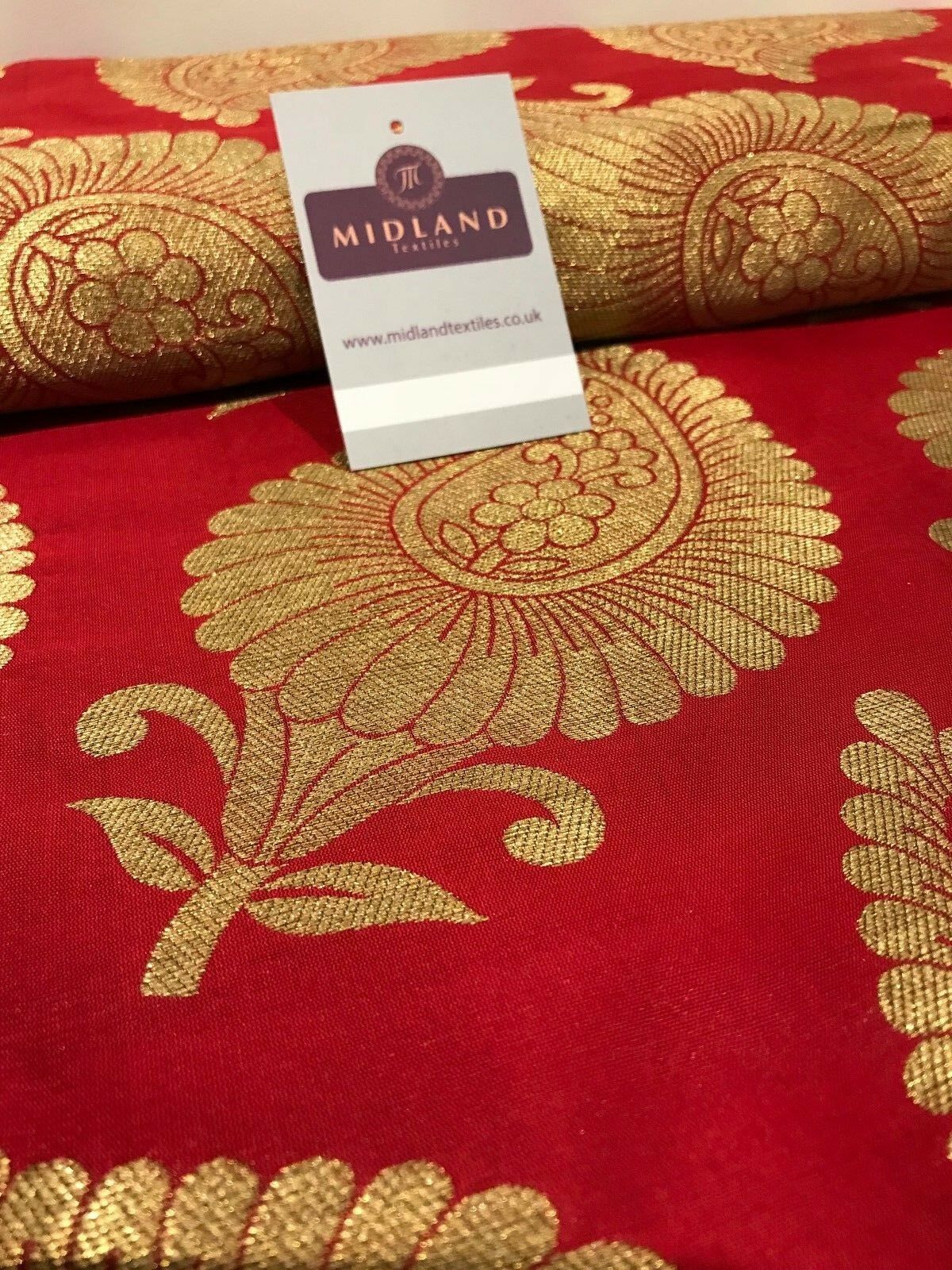 Gold Metallic Paisley Indian banarsi brocade Fabric 44' Wide M808 Mtex