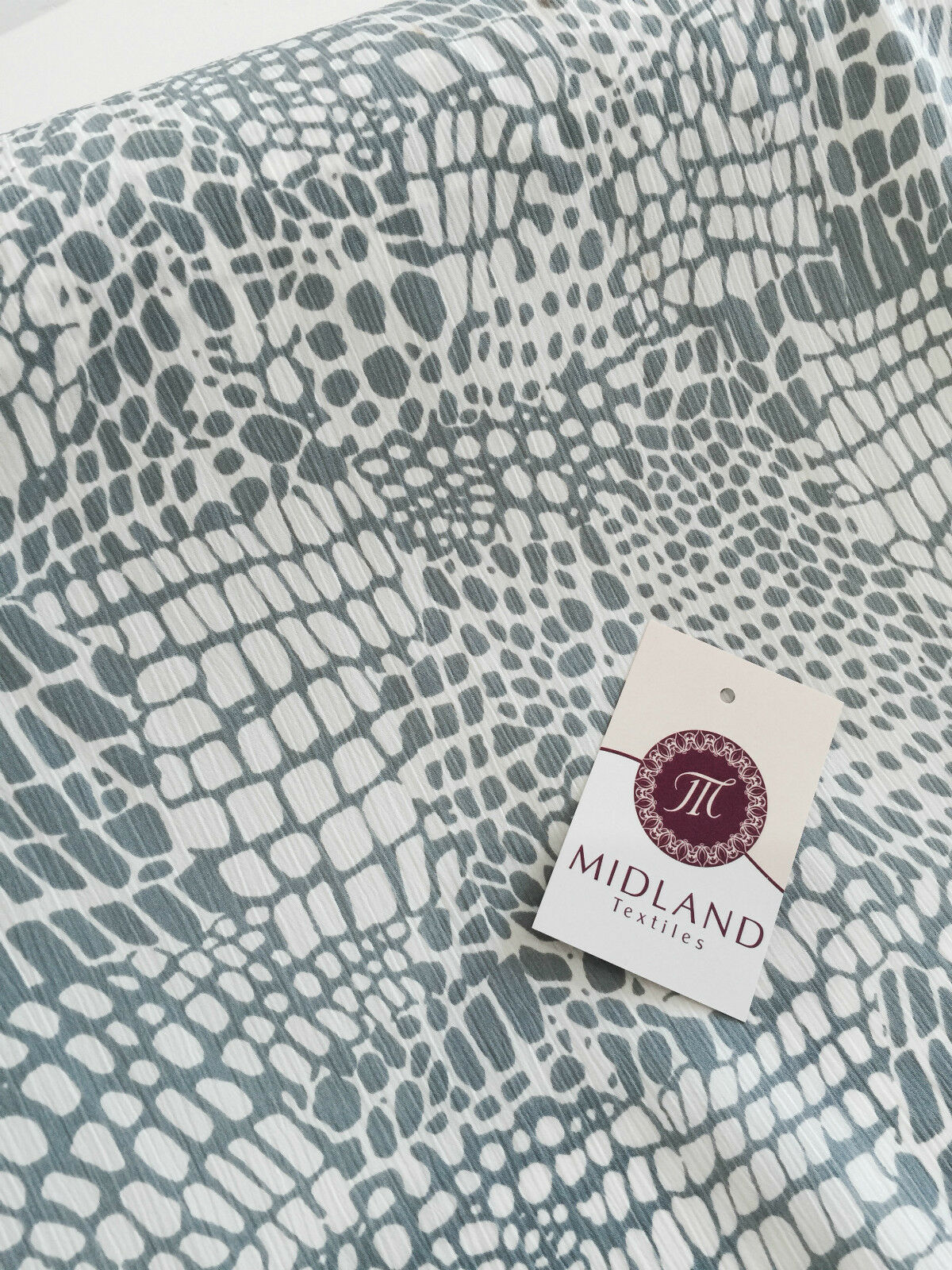 Grey and White Animal Print Crinkle Crepe M145-21 Mtex