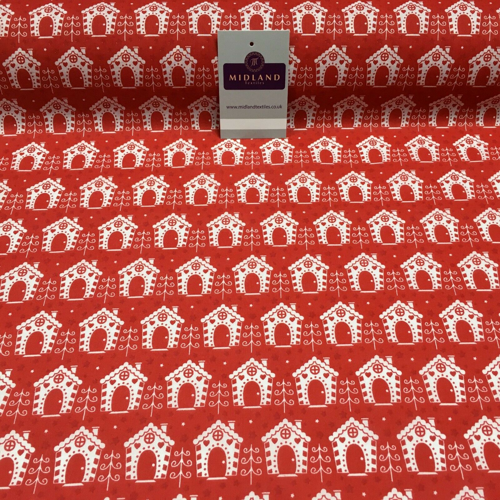 Christmas Bird House Printed Polycotton Fabric Craft Gifts 110 cm MD1287 Mtex