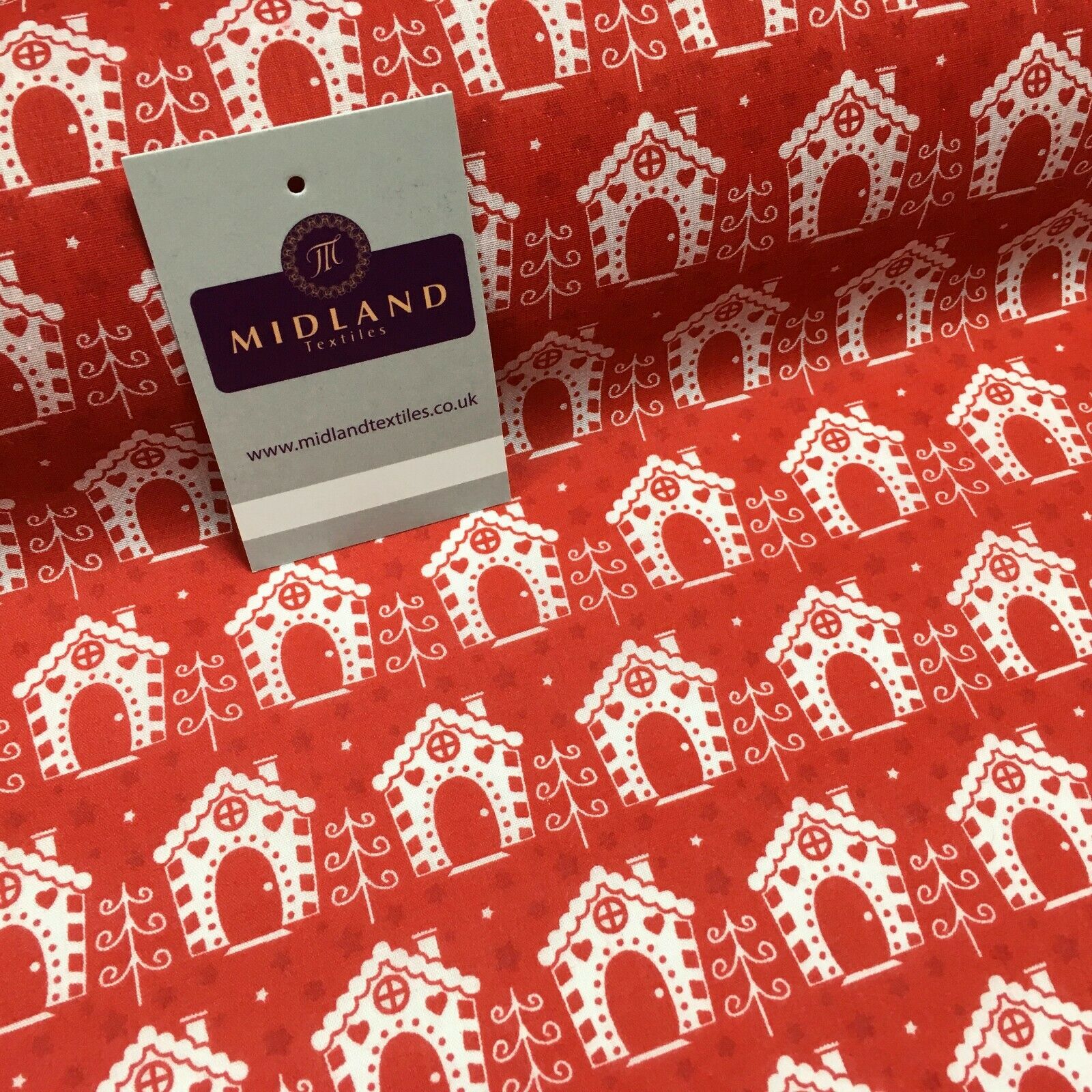 Christmas Bird House Printed Polycotton Fabric Craft Gifts 110 cm MD1287 Mtex