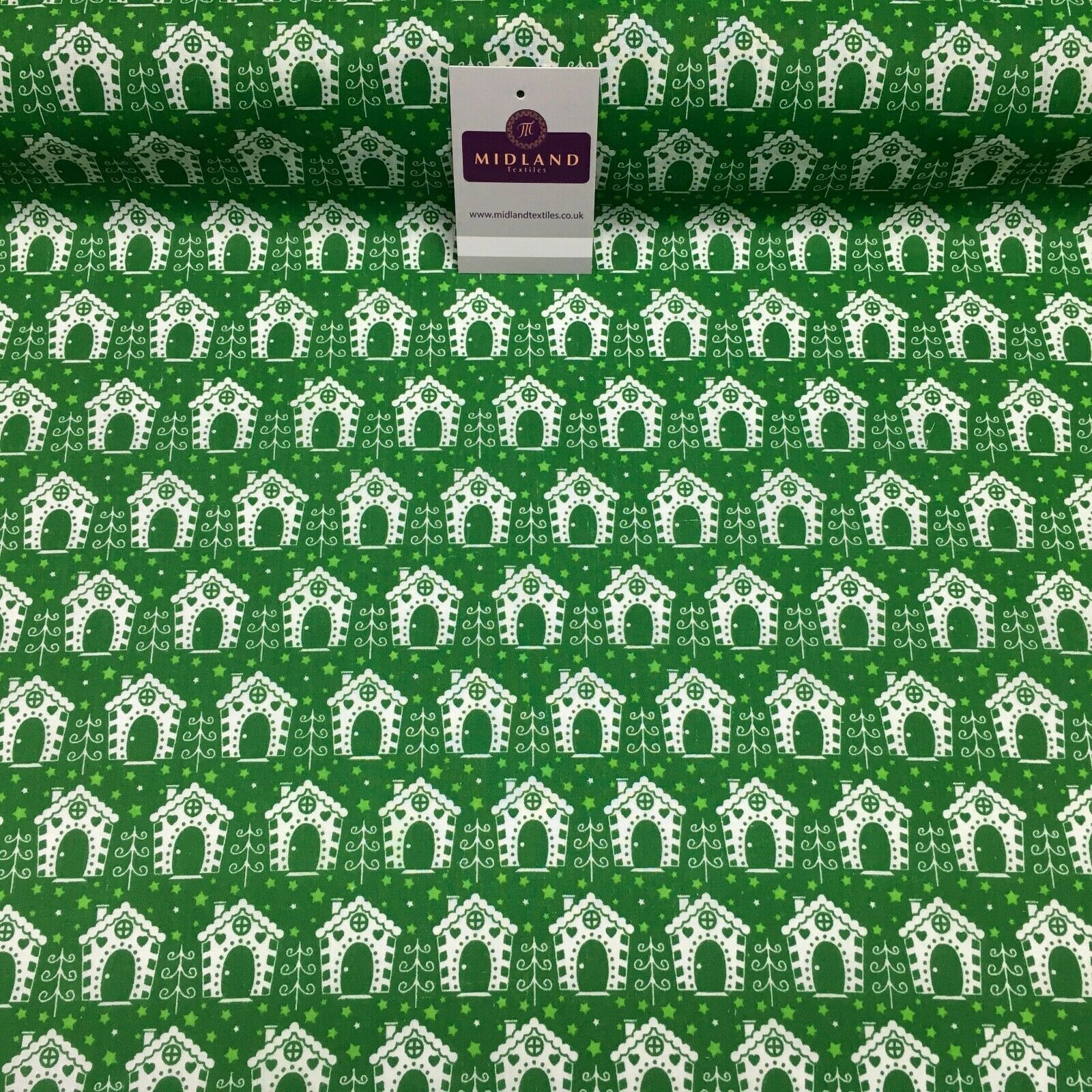 Christmas Bird House Printed Polycotton Fabric Craft Gifts 110 cm MD1287 Mtex