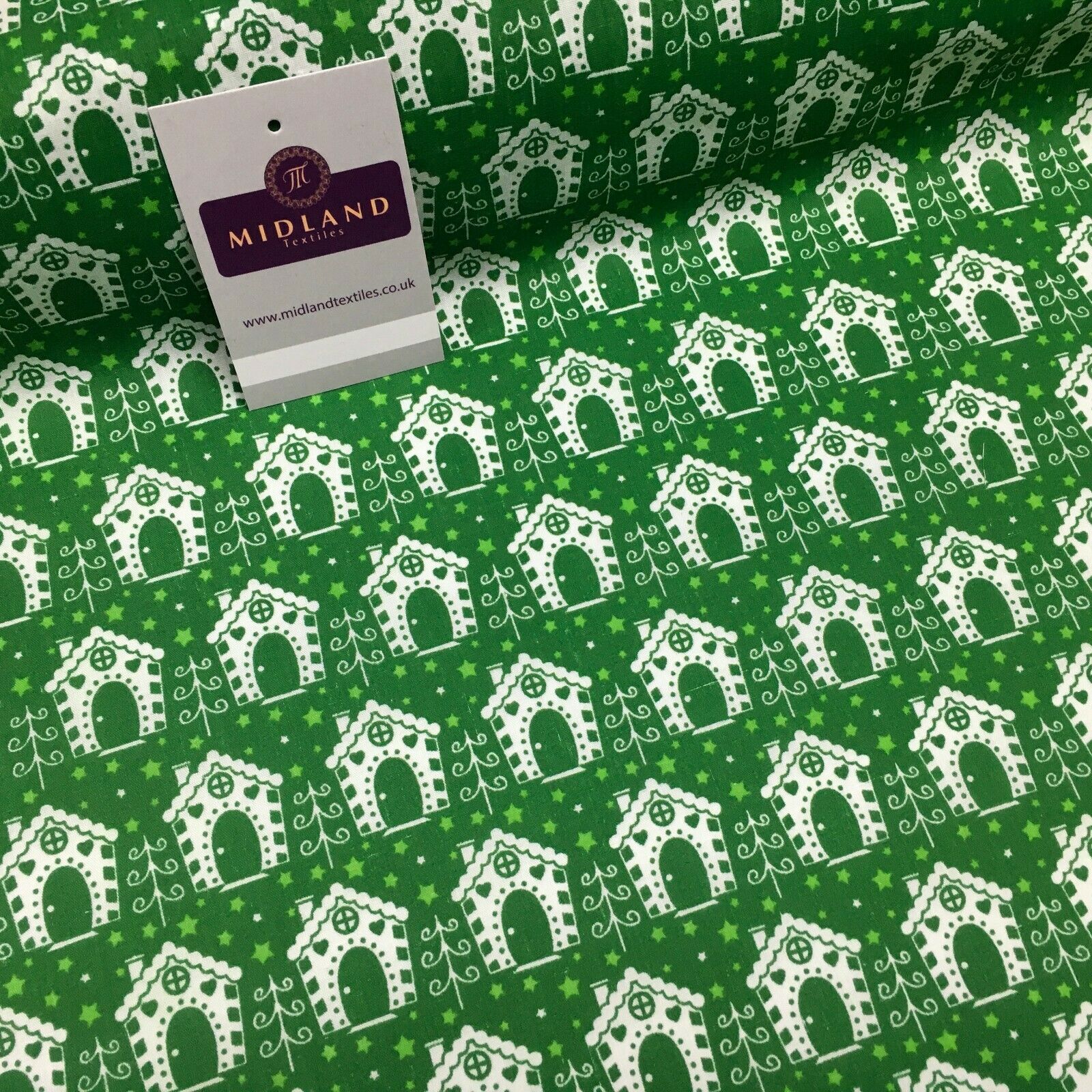 Christmas Bird House Printed Polycotton Fabric Craft Gifts 110 cm MD1287 Mtex