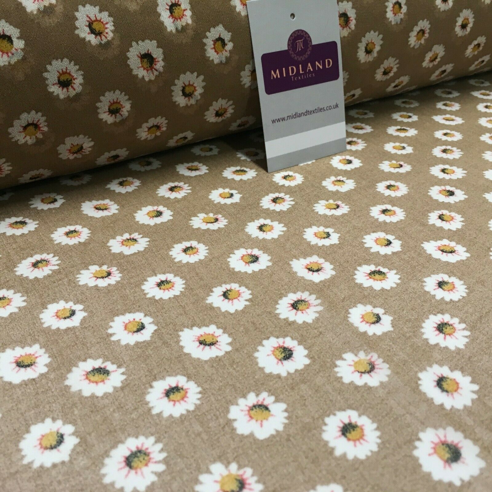 Beige Brown Floral Printed Crepe chiffon Dress Fabric 150 cm Wide MK1190-8