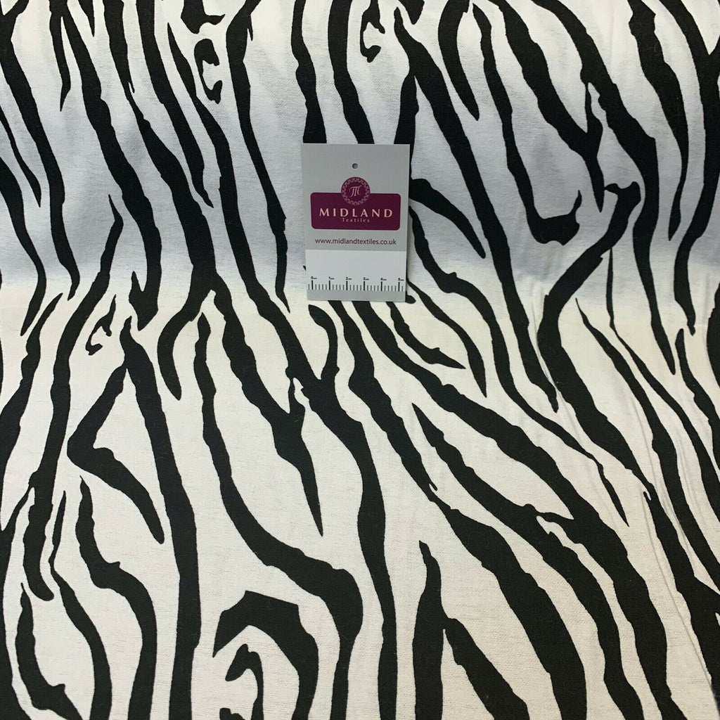 Black white zebra Cotton Wynciette Soft Brushed Fabric 110 cm Wide MK1227-9