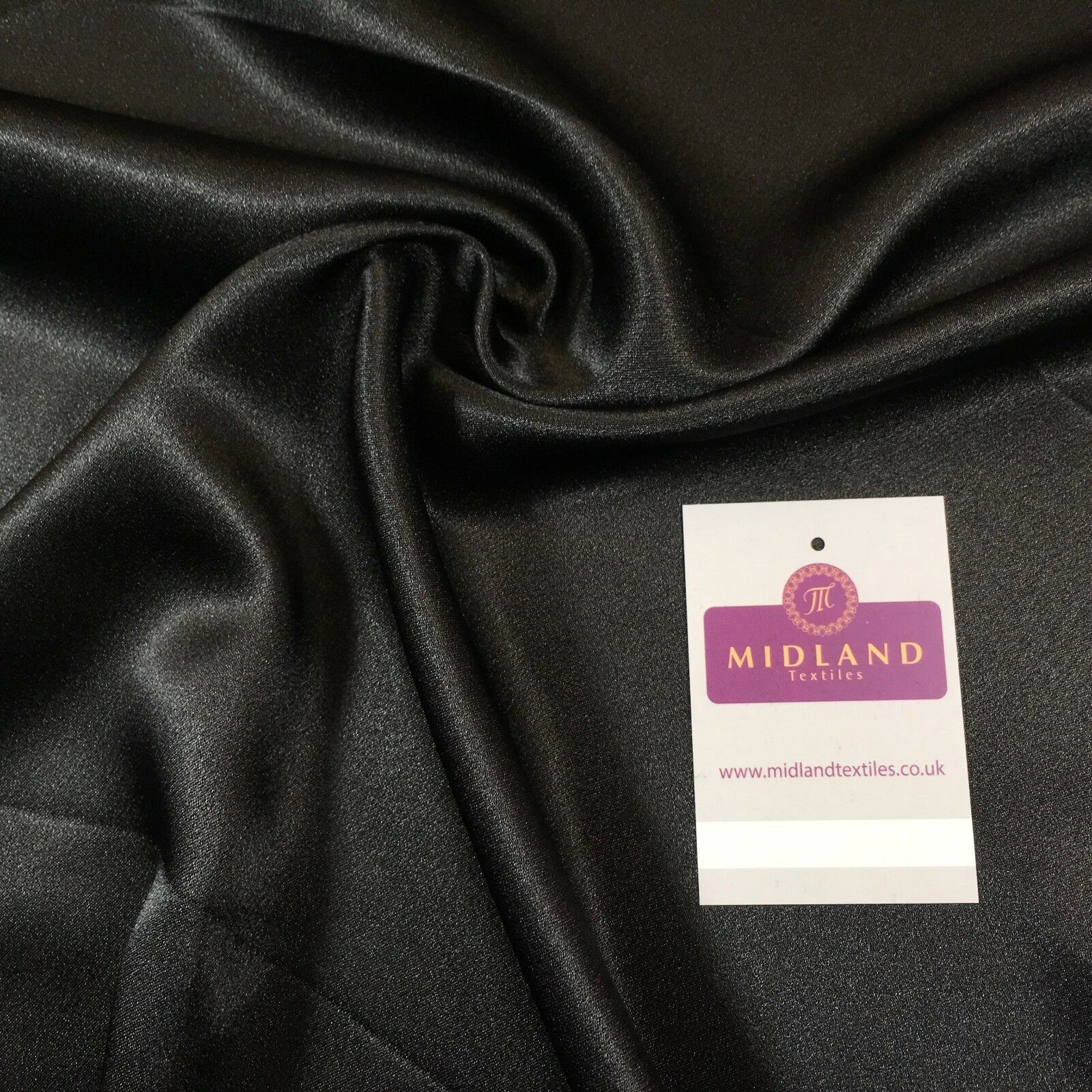 Black Plain Silky Smooth Crepe Back Satin Dress Fabric  58' Wide Mtex MJ830