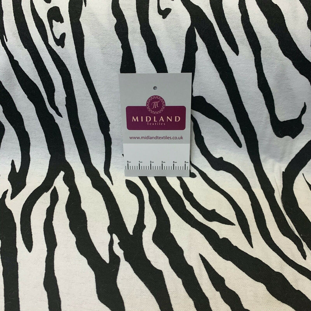 Black white zebra Cotton Wynciette Soft Brushed Fabric 110 cm Wide MK1227-9