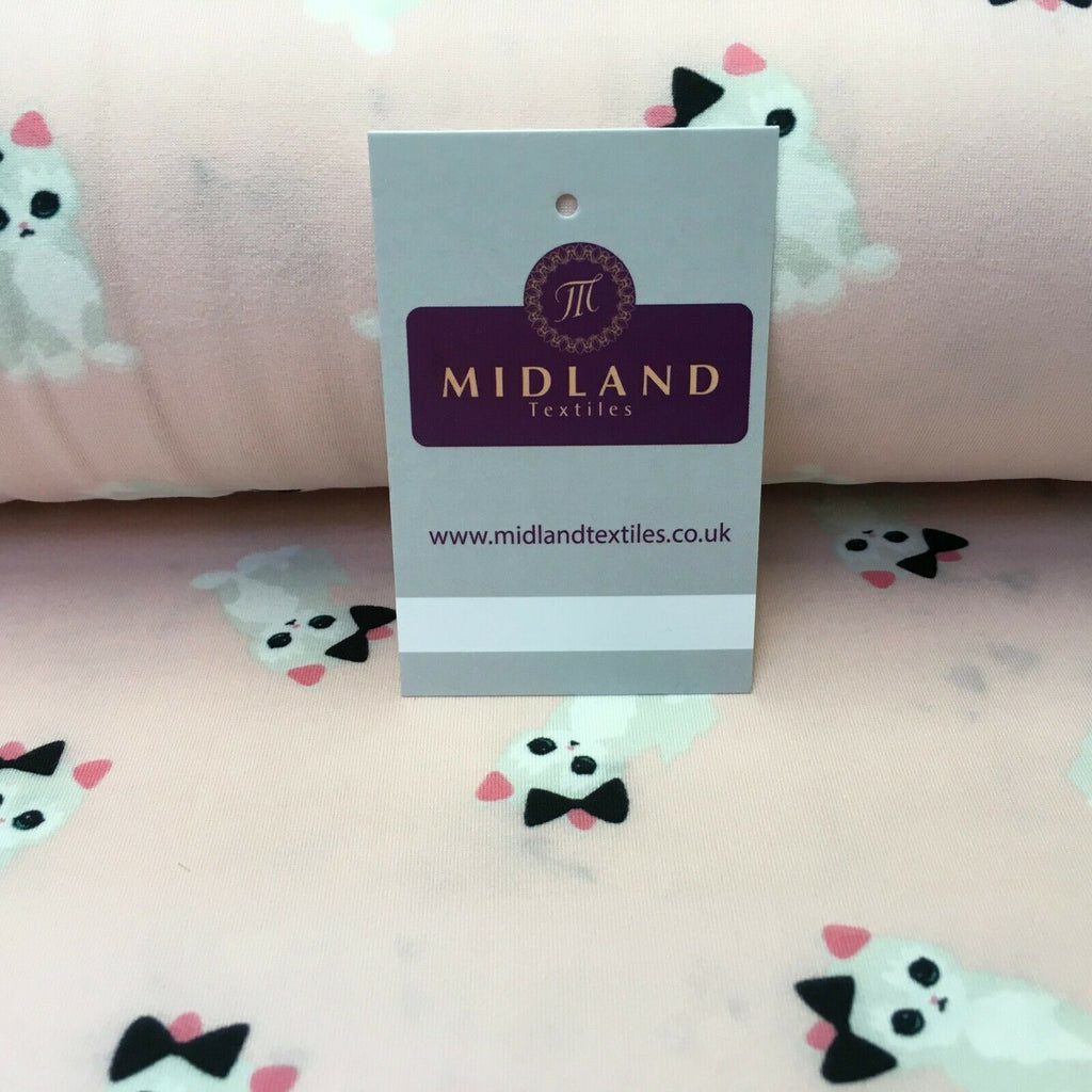 Baby Pink Kitten Printed Brushed Jersey Dress fabric 150cm Wide MK1106-1 Mtex