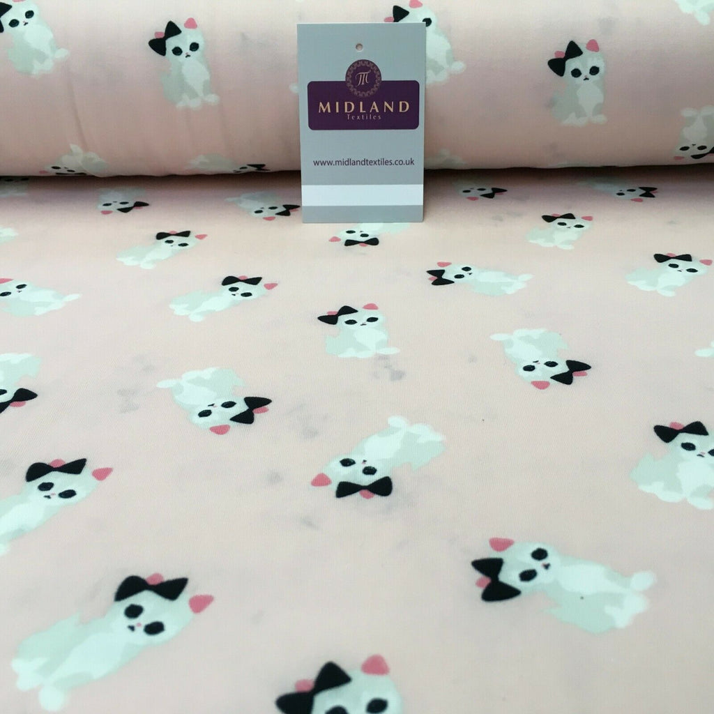 Baby Pink Kitten Printed Brushed Jersey Dress fabric 150cm Wide MK1106-1 Mtex