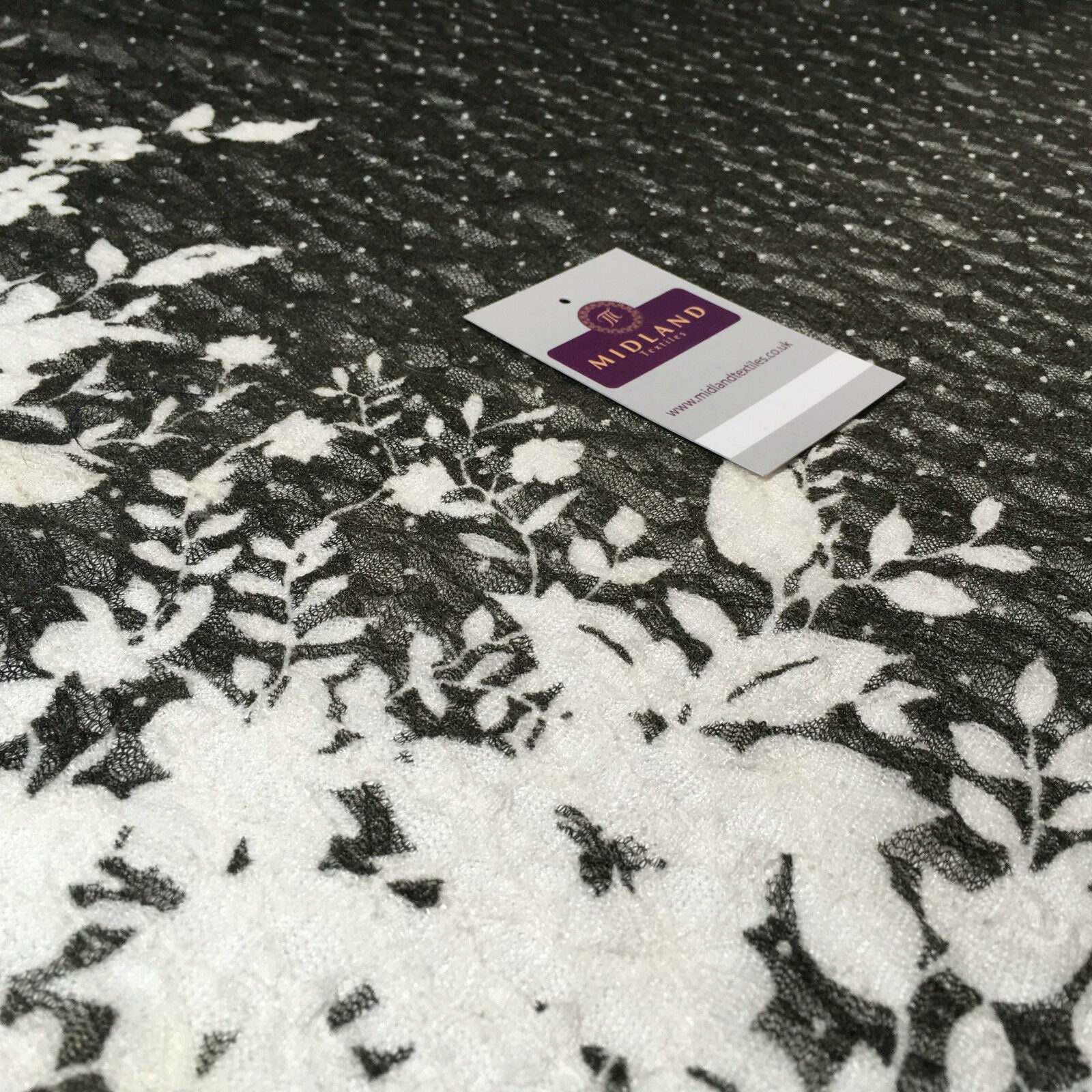 Dark Olive double border floral raschel stretch dress lace fabric 58' M186-26