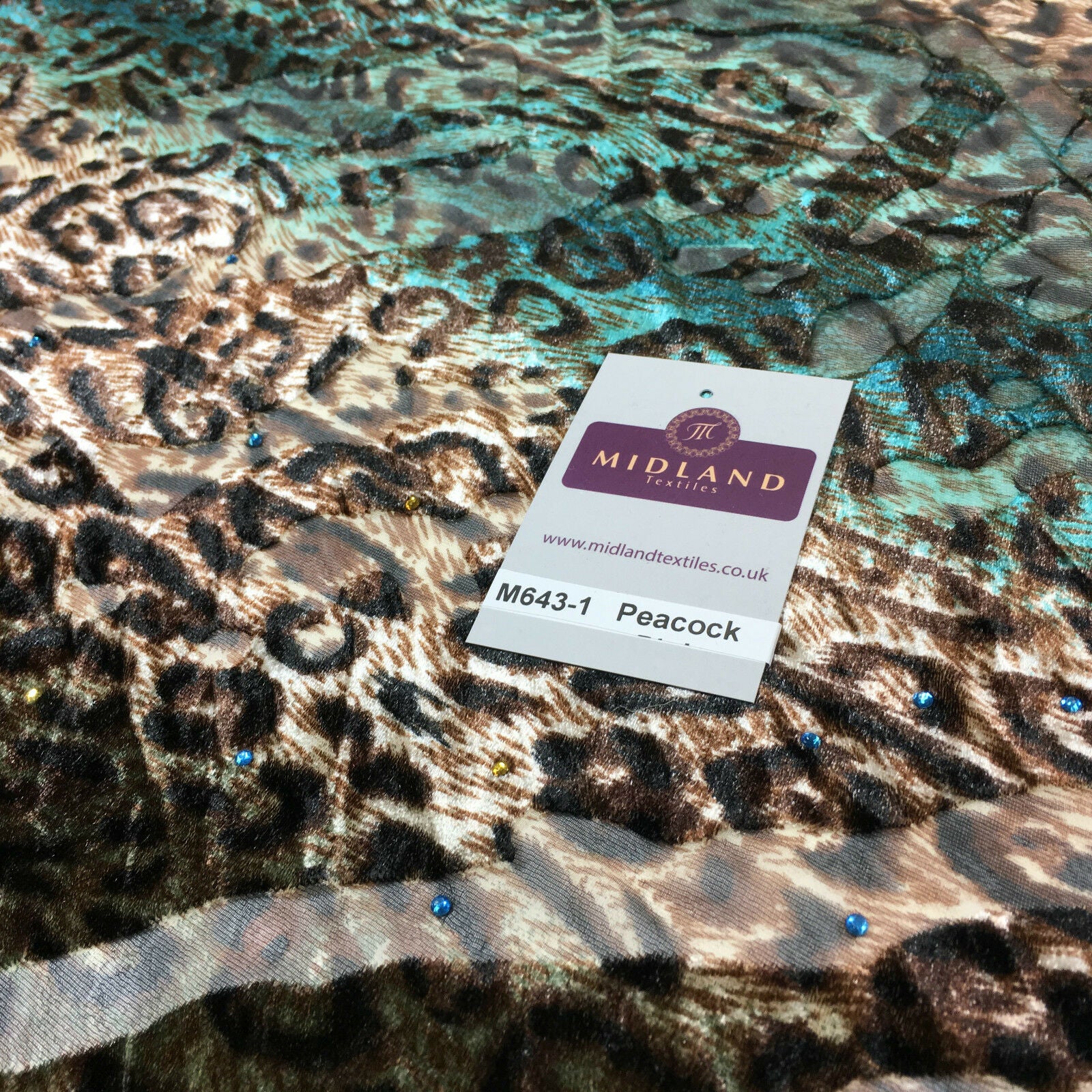 Animal print Velvet Devore Chiffon diagonal stone embellishment 55' wide M643