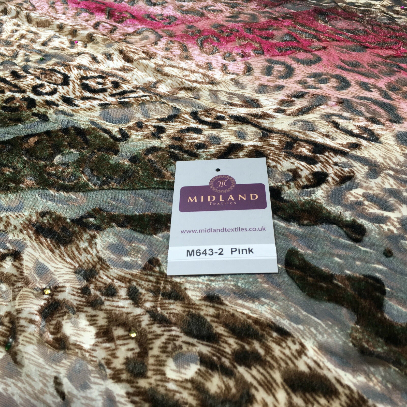 Animal print Velvet Devore Chiffon diagonal stone embellishment 55' wide M643