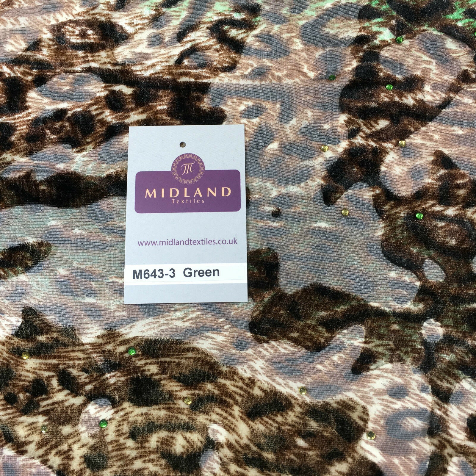 Animal print Velvet Devore Chiffon diagonal stone embellishment 55' wide M643