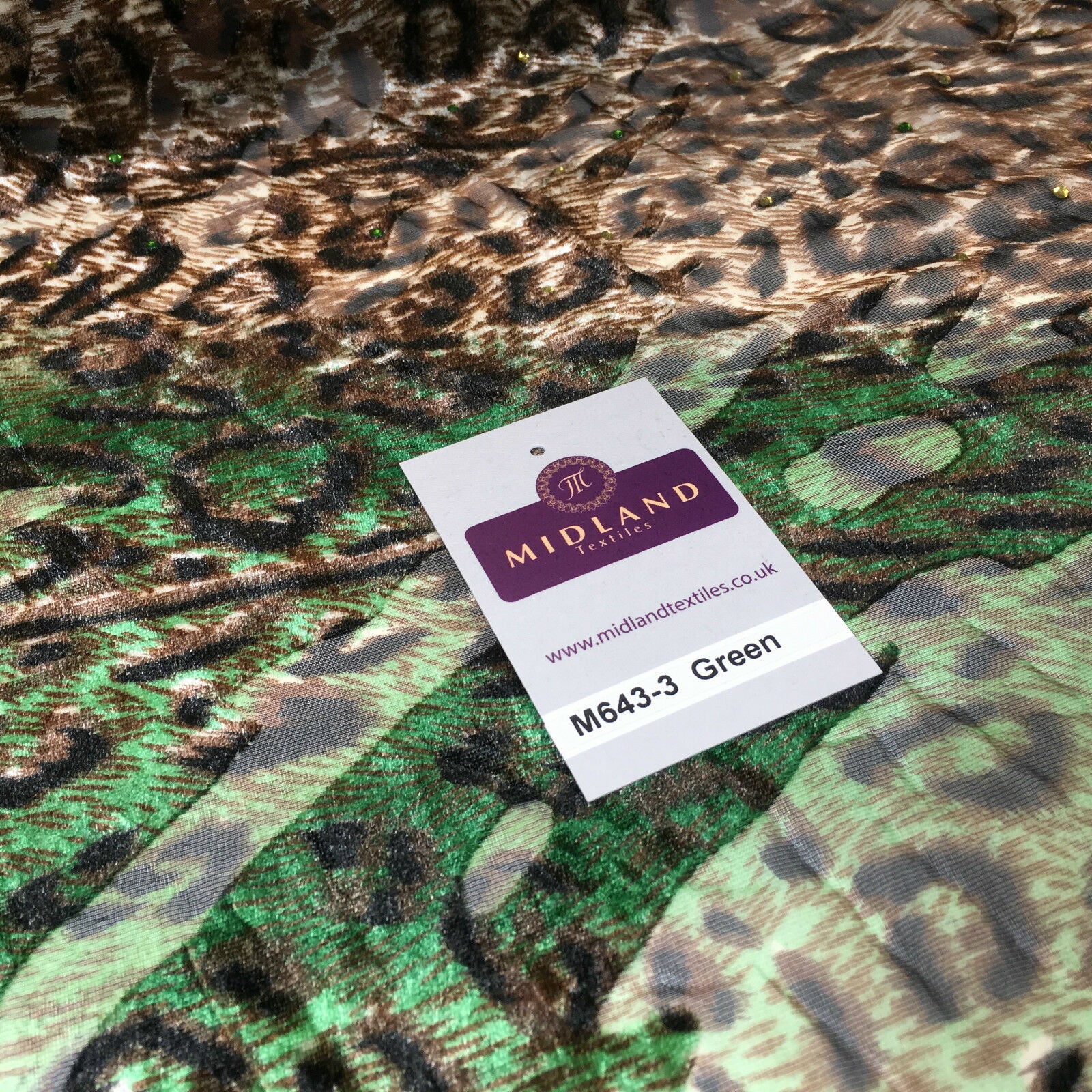 Animal print Velvet Devore Chiffon diagonal stone embellishment 55' wide M643