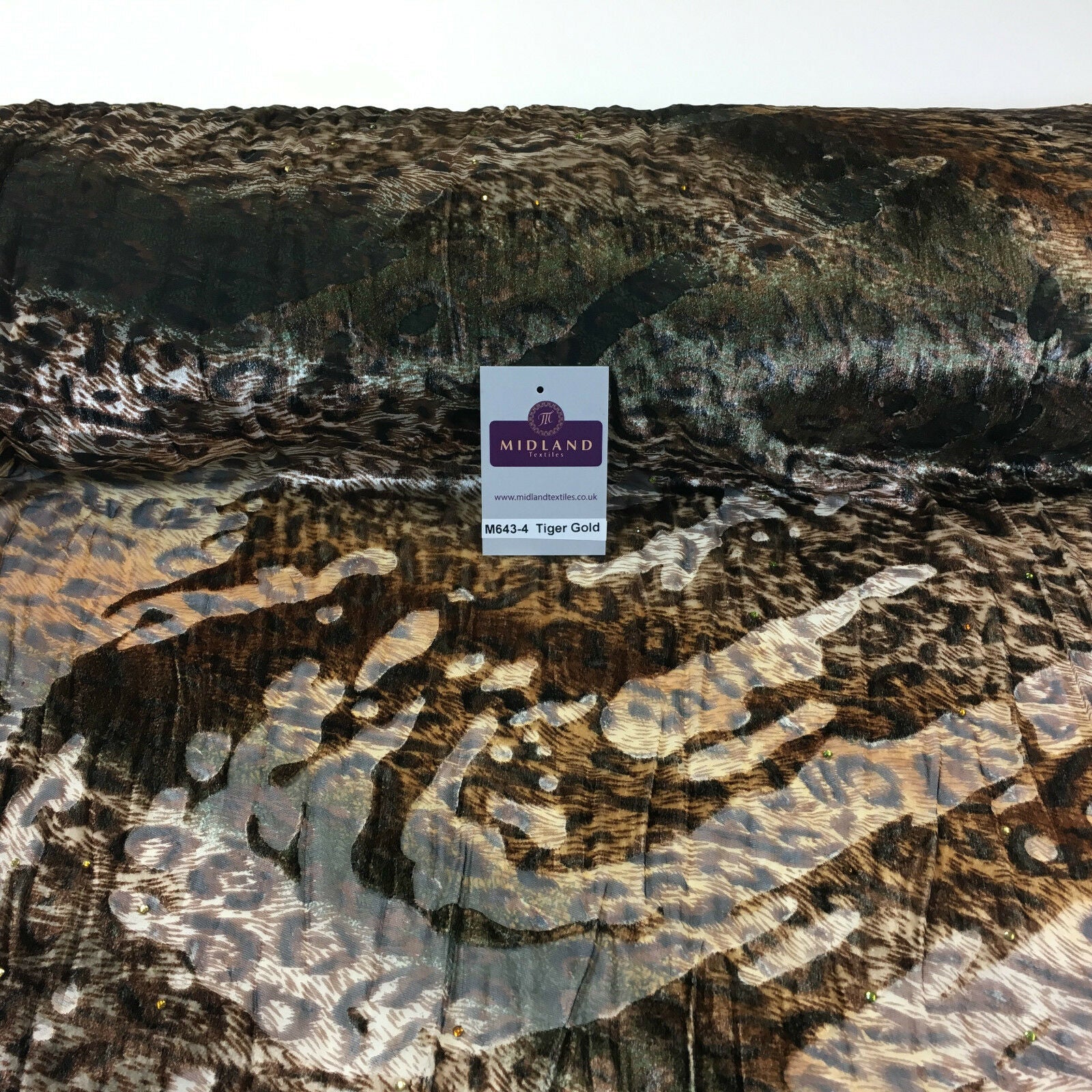 Animal print Velvet Devore Chiffon diagonal stone embellishment 55' wide M643